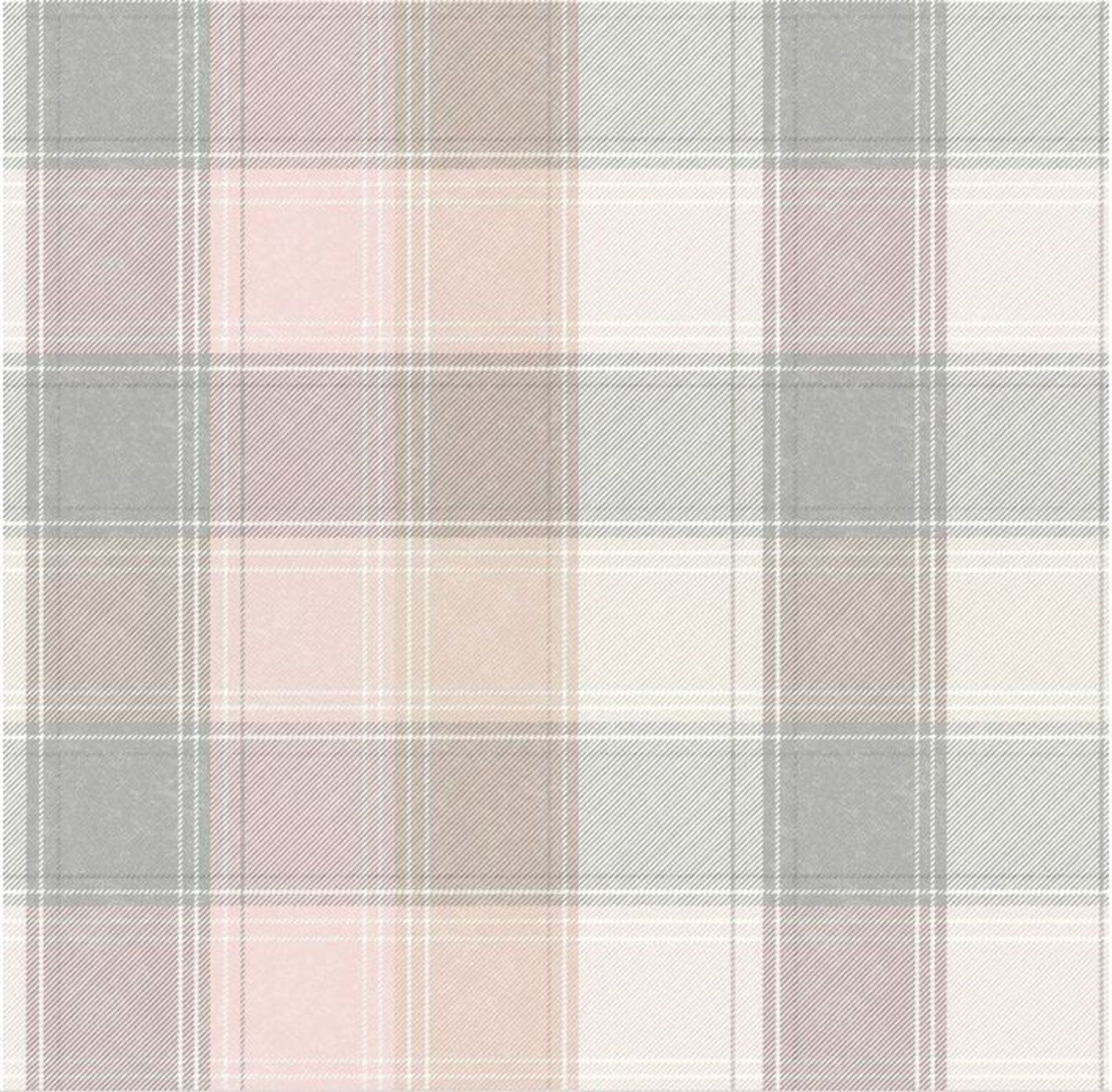 1 LOT TO CONTAIN 11 AS NEW ROLLS OF ARTHOUSE COUNTRY CHECK GREY/PINK WALLPAPER - 901900 / RRP £98.