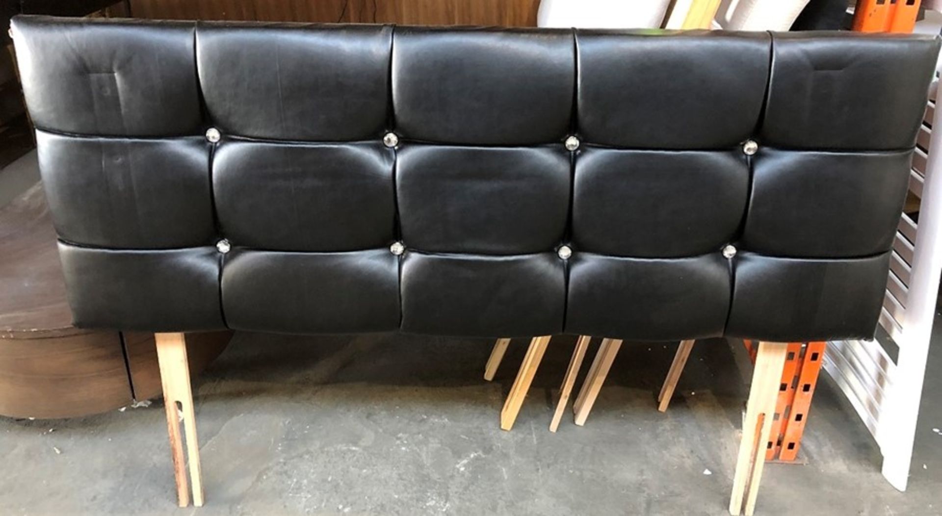 BLACK FAUX LEATHER 4'6" DOUBLE DIVAN HEADBOARD