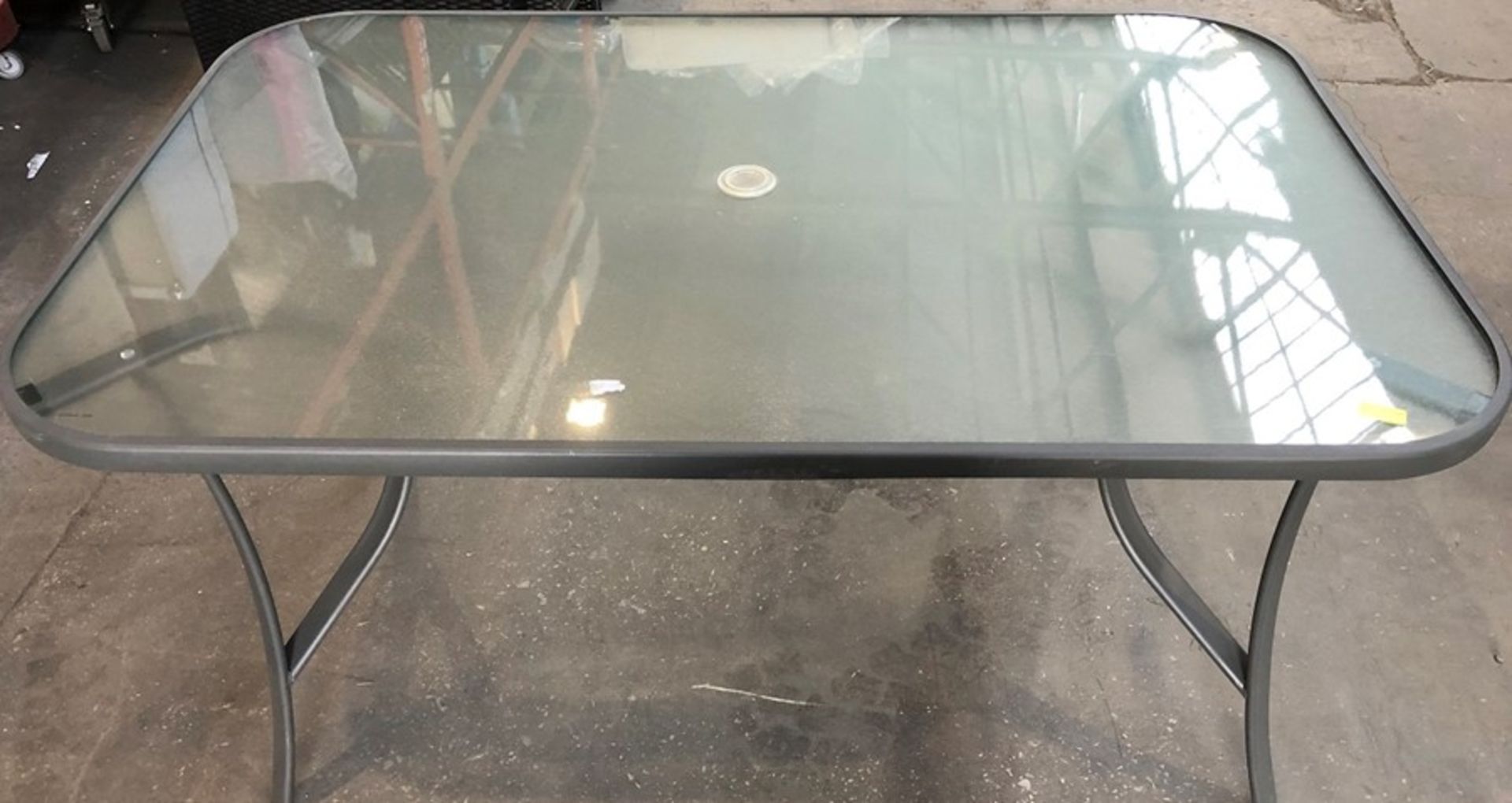 GLASS OUTDOOR DINING TABLE GREY