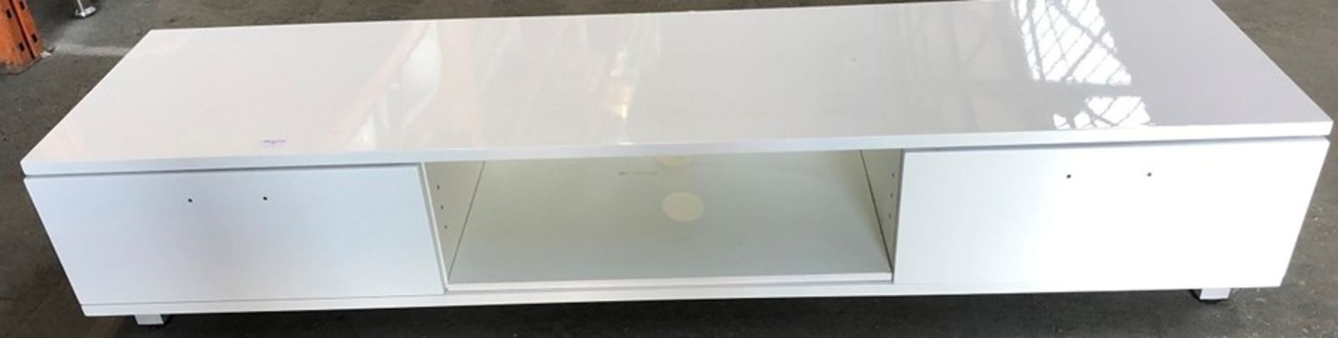 HIGH GLOSS DESIGNER WHITE TV STAND 160CM WIDE