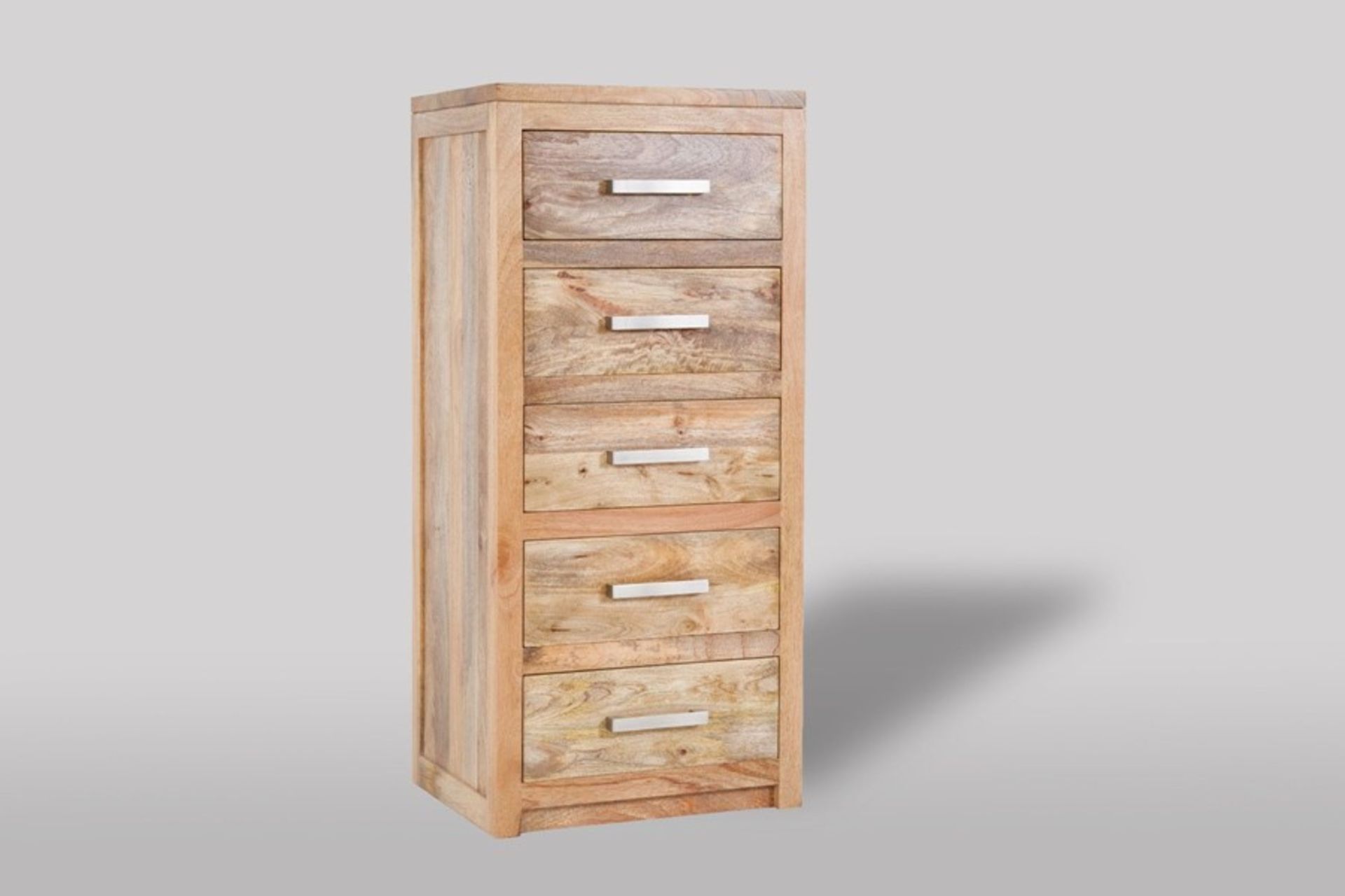 1 GRADE A BOXED BH BOSS MANGO WOOD 5 DRAWER TALLBOY CHEST FULLY ASSEMBLED SOLID WOOD / RRP £350.00
