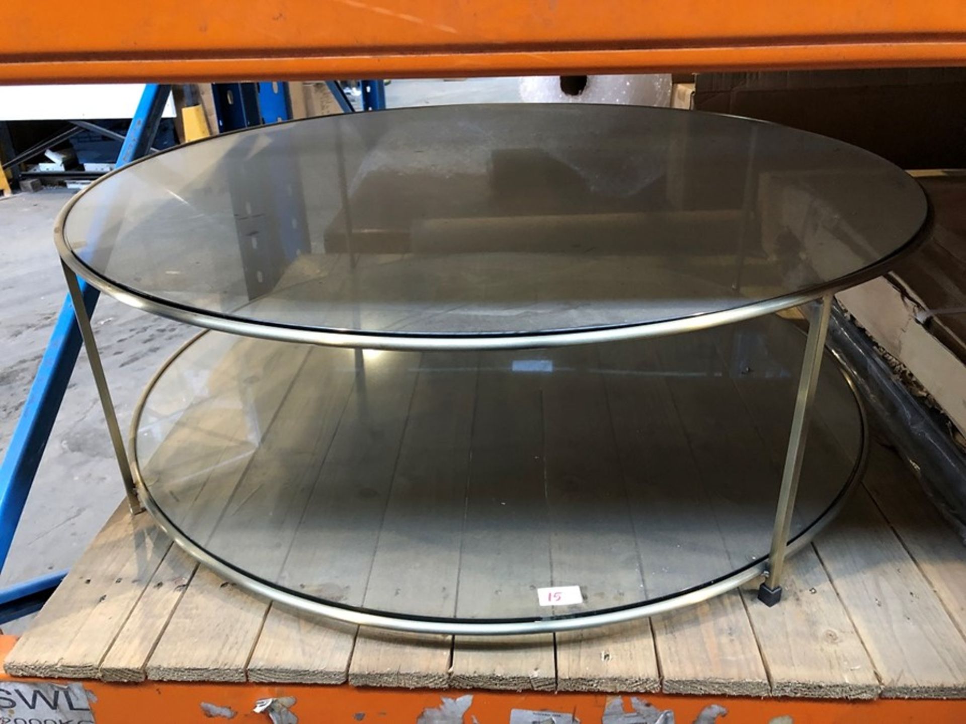 1 AM.PM SYBIL TEMPERED GLASS ROUND COFFEE TABLE / RRP £425.00