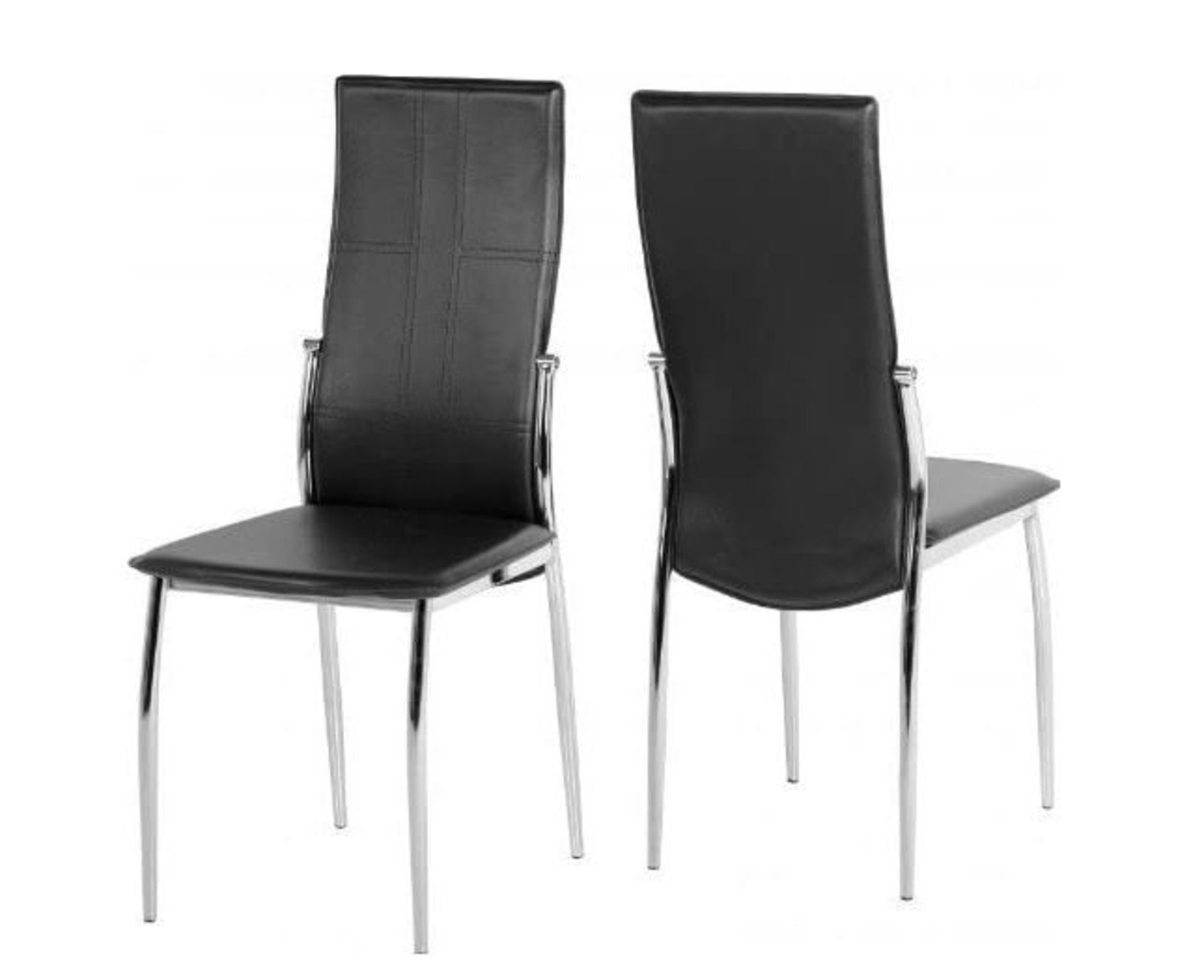 1 BOXED SET OF 2 BERKLEY DINING CHAIRS IN BLACK FAUX LEATHER AND CHROME LEGS