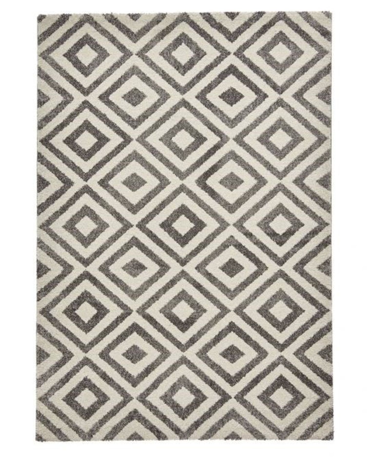 LA REDOUTE DIAMOND PATTERNED RUG - GREY/WHITE