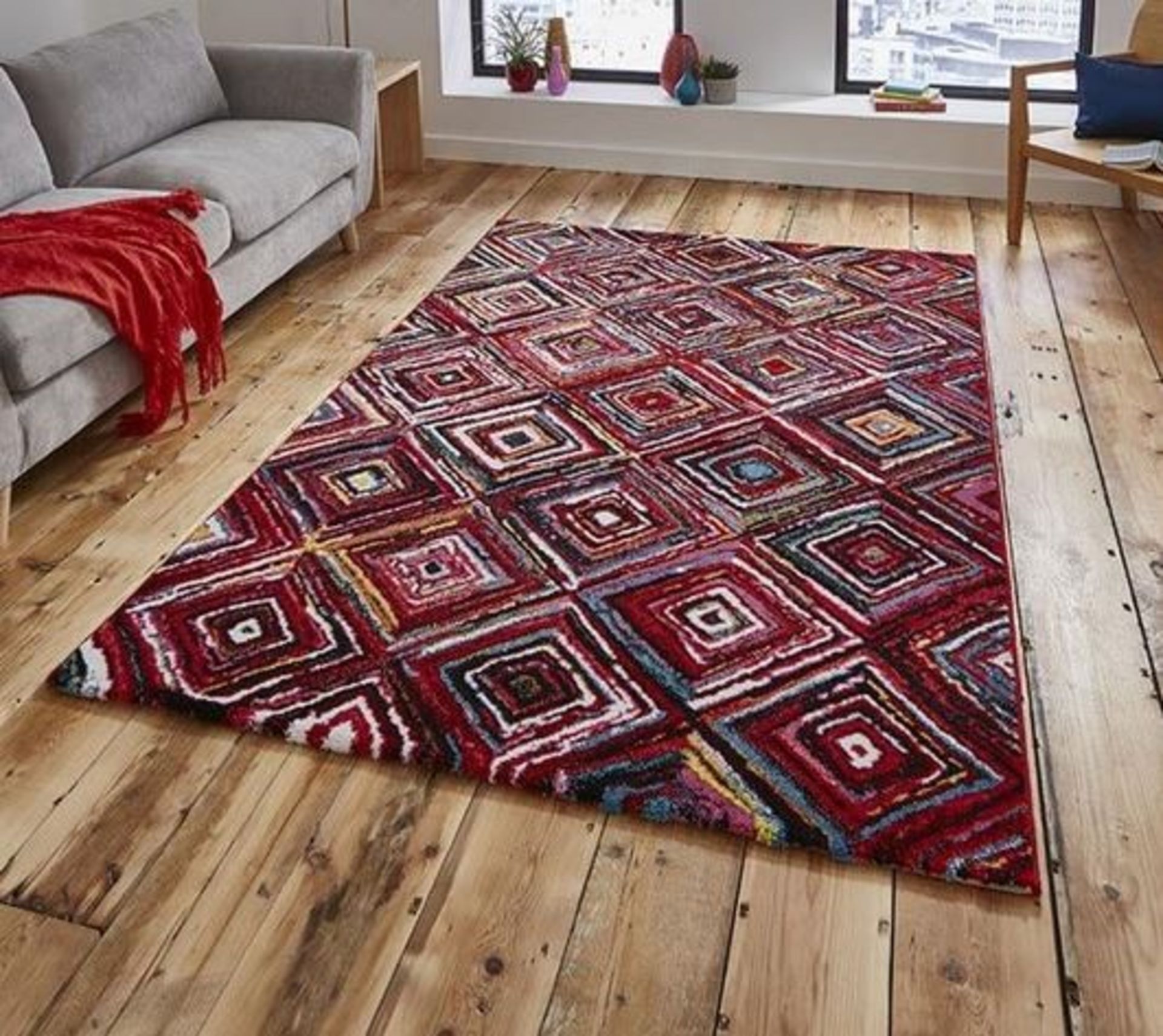 LA REDOUTE SUNRISE ABSTRACT RUG - MULTI-COLOURED