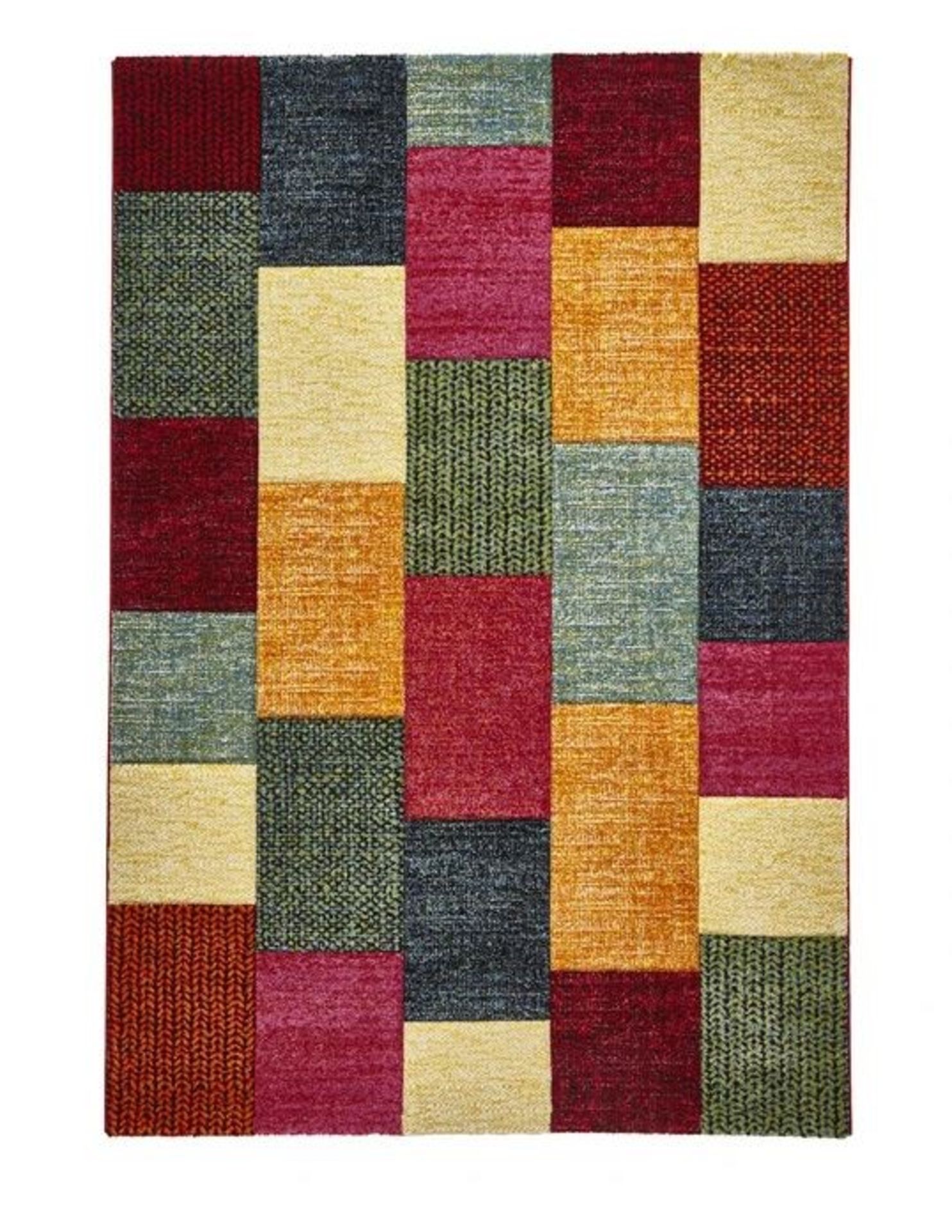 LA REDOUTE GEO COLOURFUL BRICK HAND CARVED RUG