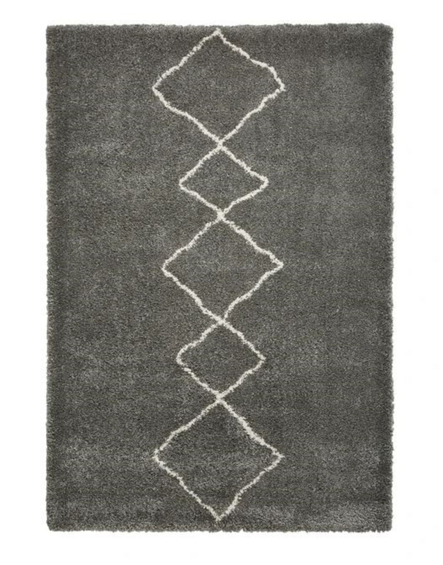 LA REDOUTE BURBER STYLE PLUSH RUG - GREY/CREAM