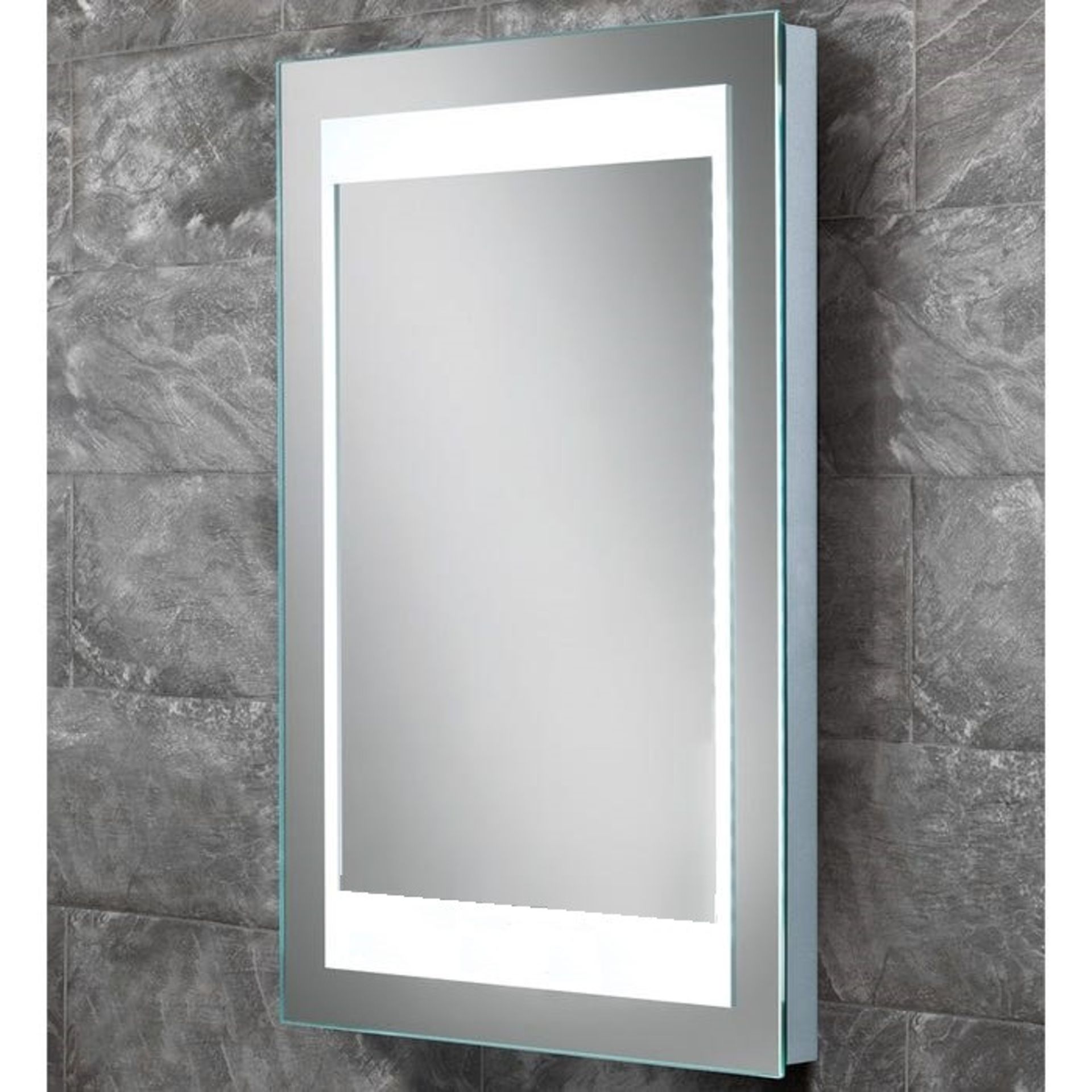 BATHSTORE 'ATMOS' DESIGNER BACKLIT LED ILLUMINATED MIRROR WITH DE-MISTER AND NO-TOUCH SENSOR SWITCH.