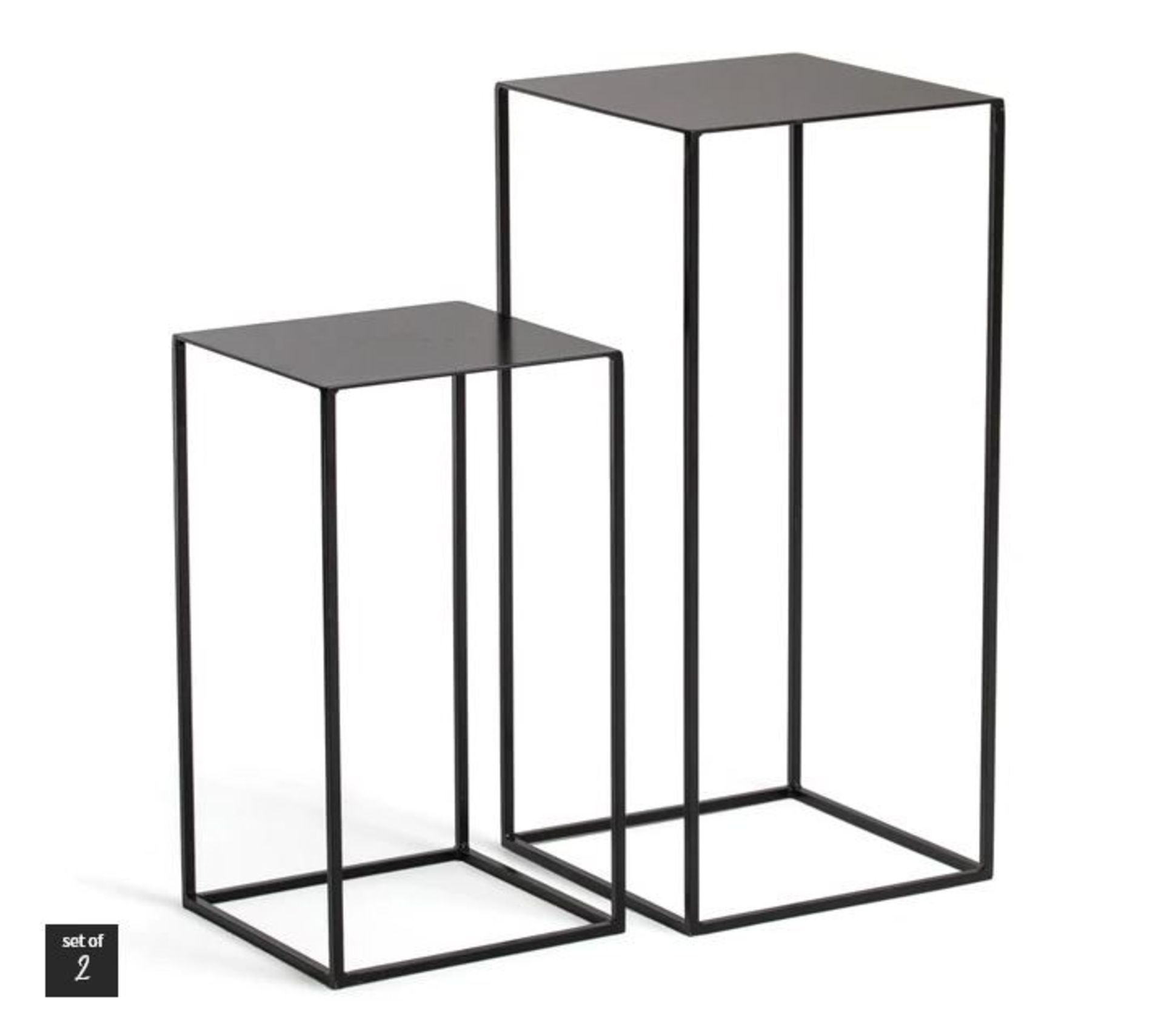 LA REDOUTE ROMY SET OF 2 CONTEMPORARY SIDE TABLES IN LACQUERED METAL