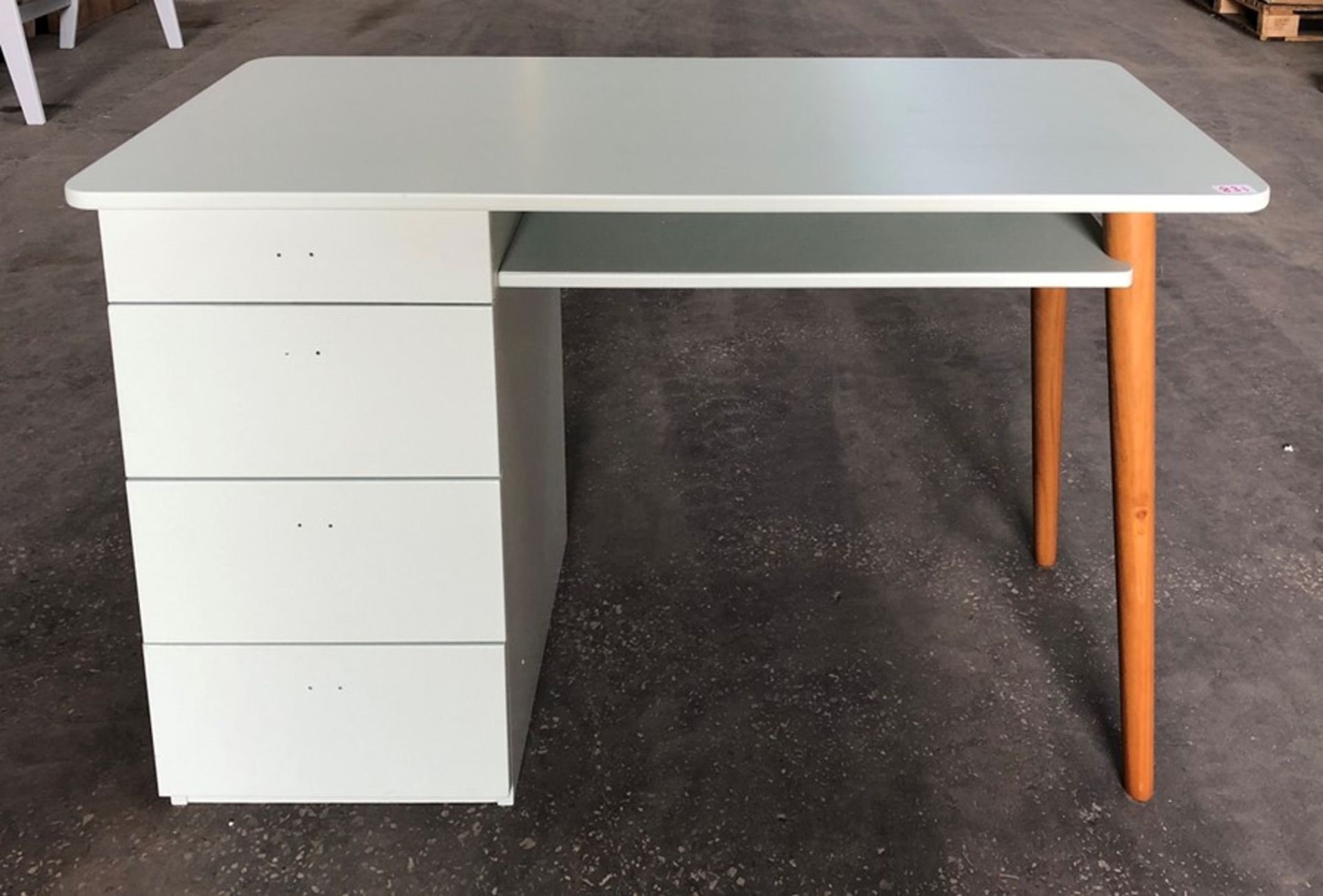 1 LA REDOUTE JIMI 4 DRAWER PINE DESK - BLUE / NEEDS DOOR HANDLES / RRP £350.00 (SOLD AS SEEN)