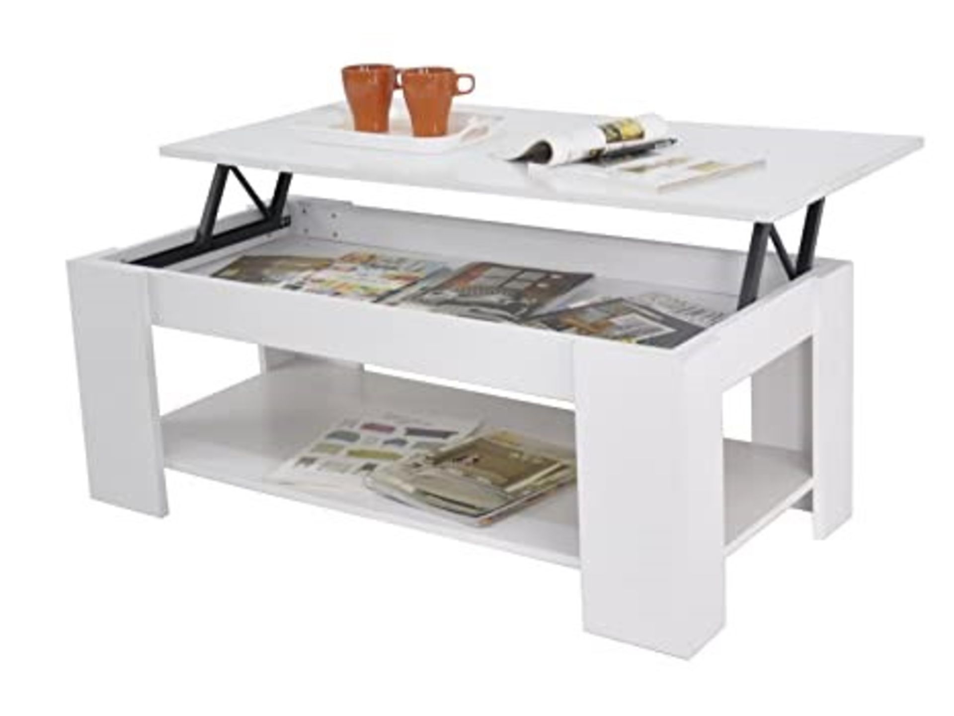 1 BOXED KIMBERLY LIFT UP COFFEE TABLE IN WHITE