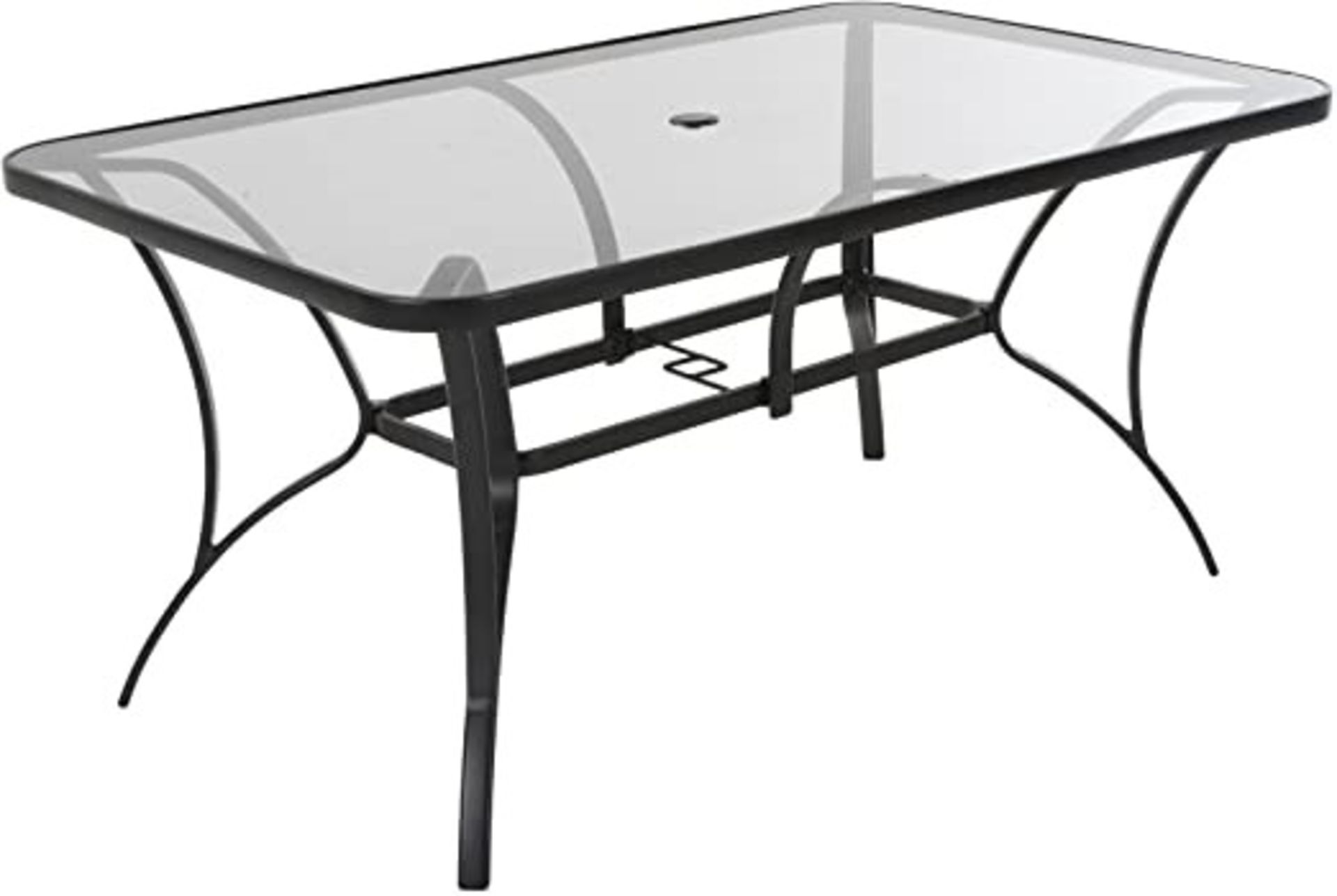 1 BOXED COSCO OUTDOOR LIVING STEEL WITH GLASS DINING TABLE