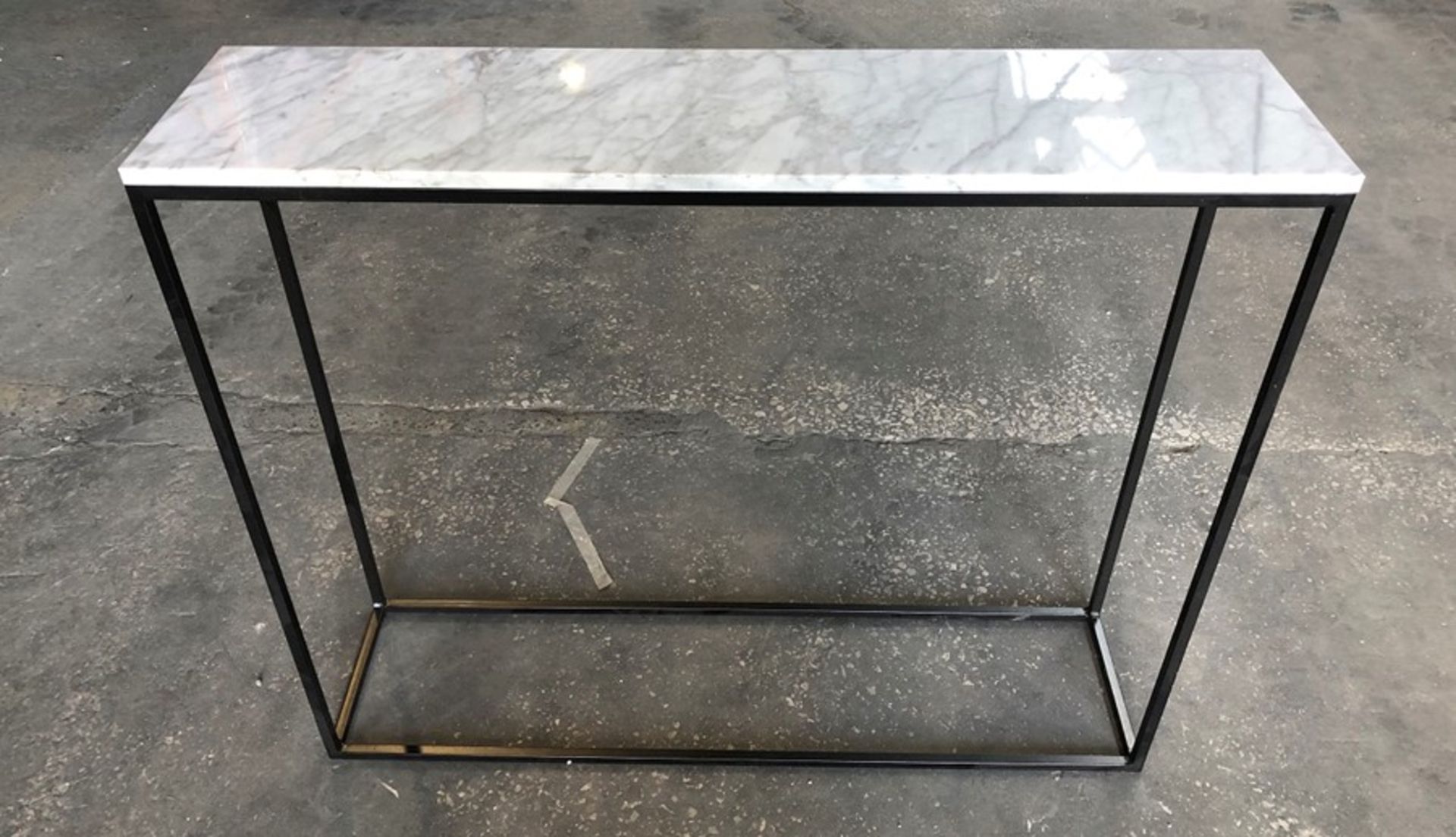 1 LA REDOUTE MAHAUT MARBLE AND STEEL CONSOLE TABLE - WHITE MARBLE (SOLD AS SEEN)
