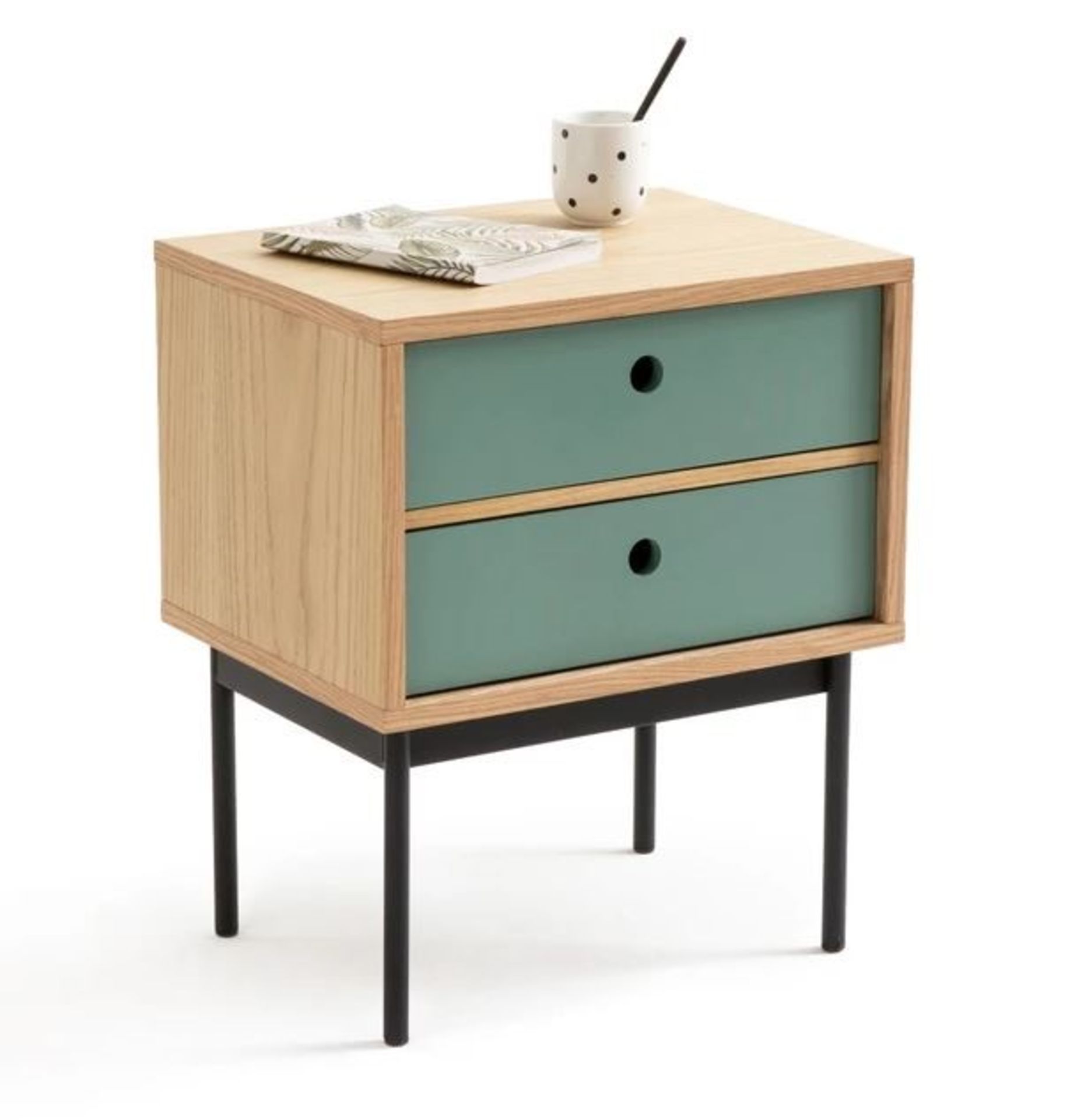 LA REDOUTE NYJO BEDSIDE TABLE WITH 2 REVERSIBLE DRAWERS