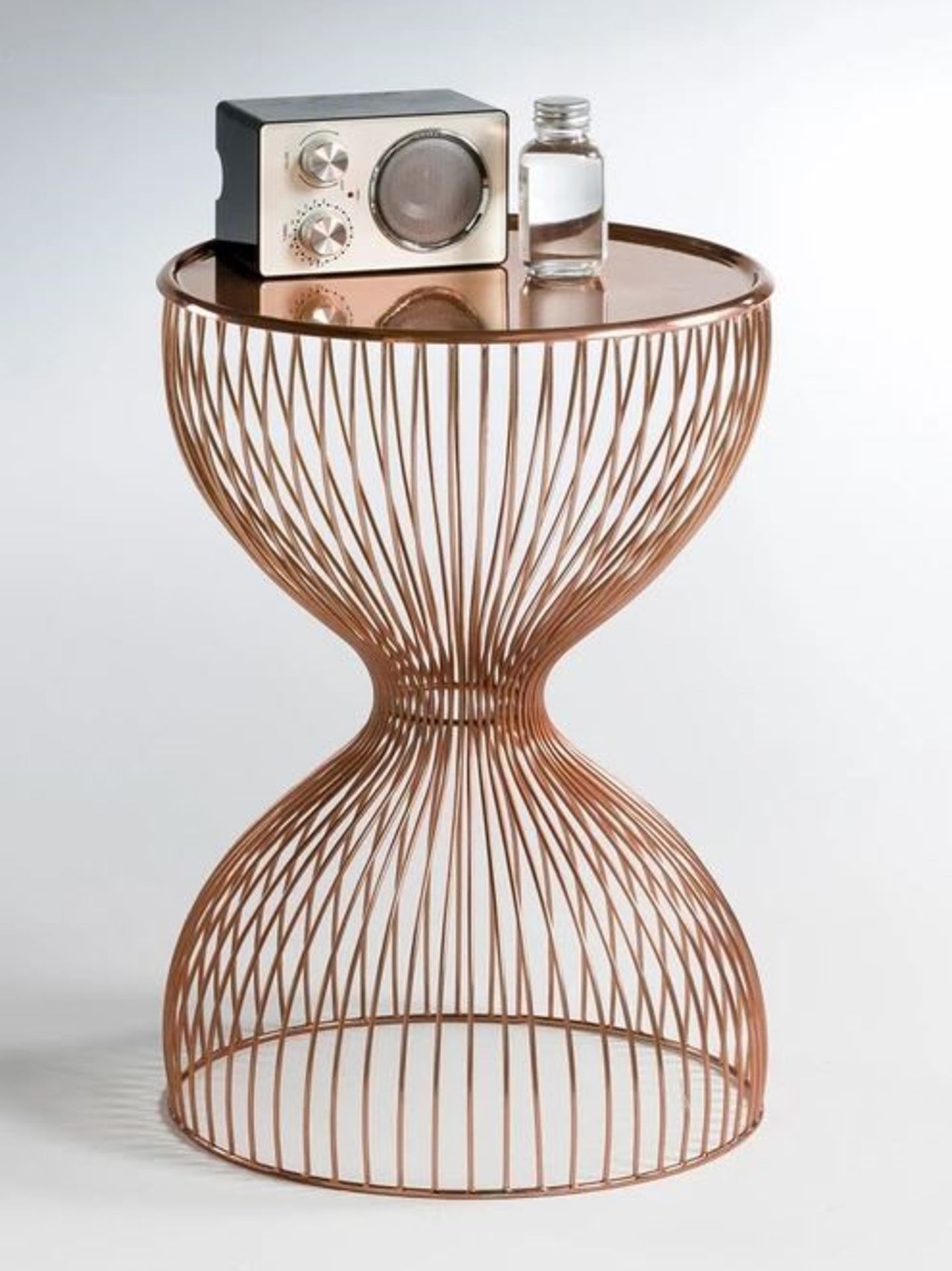 LA REDOUTE JANIK WIRE CADGE BEDSIDE TABLE - COPPER