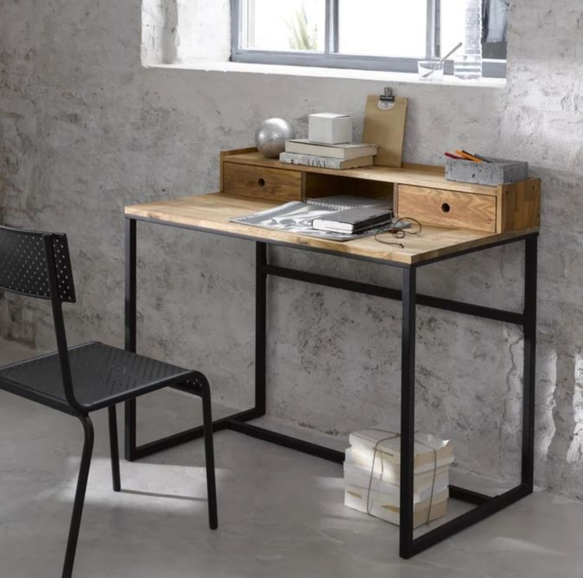 LA REDOUTE HIBA INDUSTRIAL STYLE DESK IN METAL & OAK