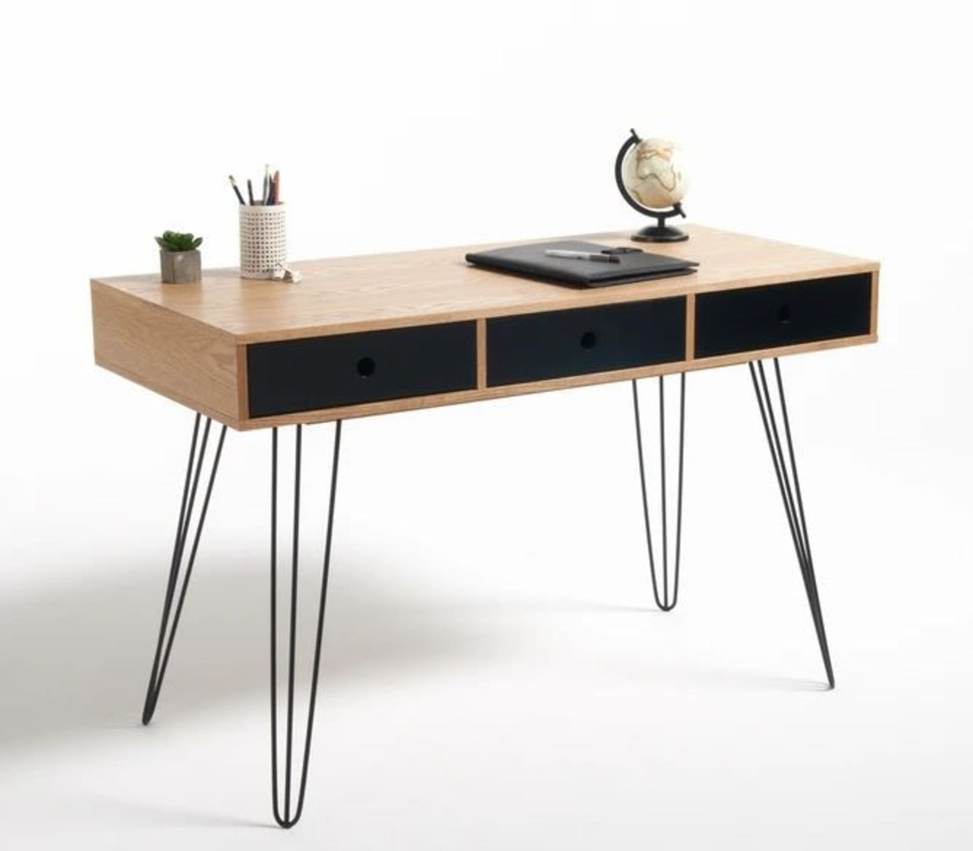 LA REDOUTE BIFACE WOOD & METAL 3-DRAWER DESK