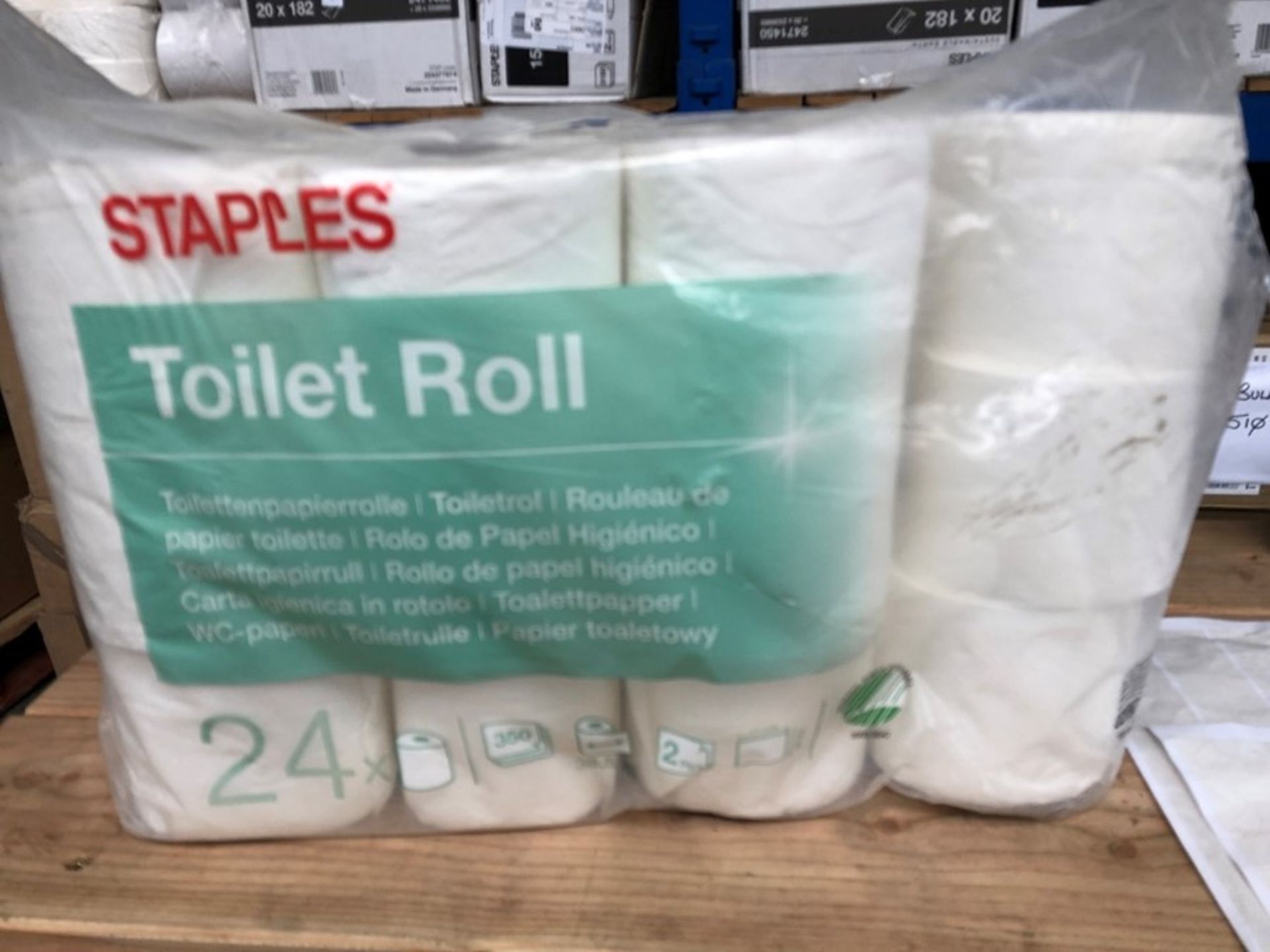 1 BAGGED SET OF STAPLES TOILET ROLLS