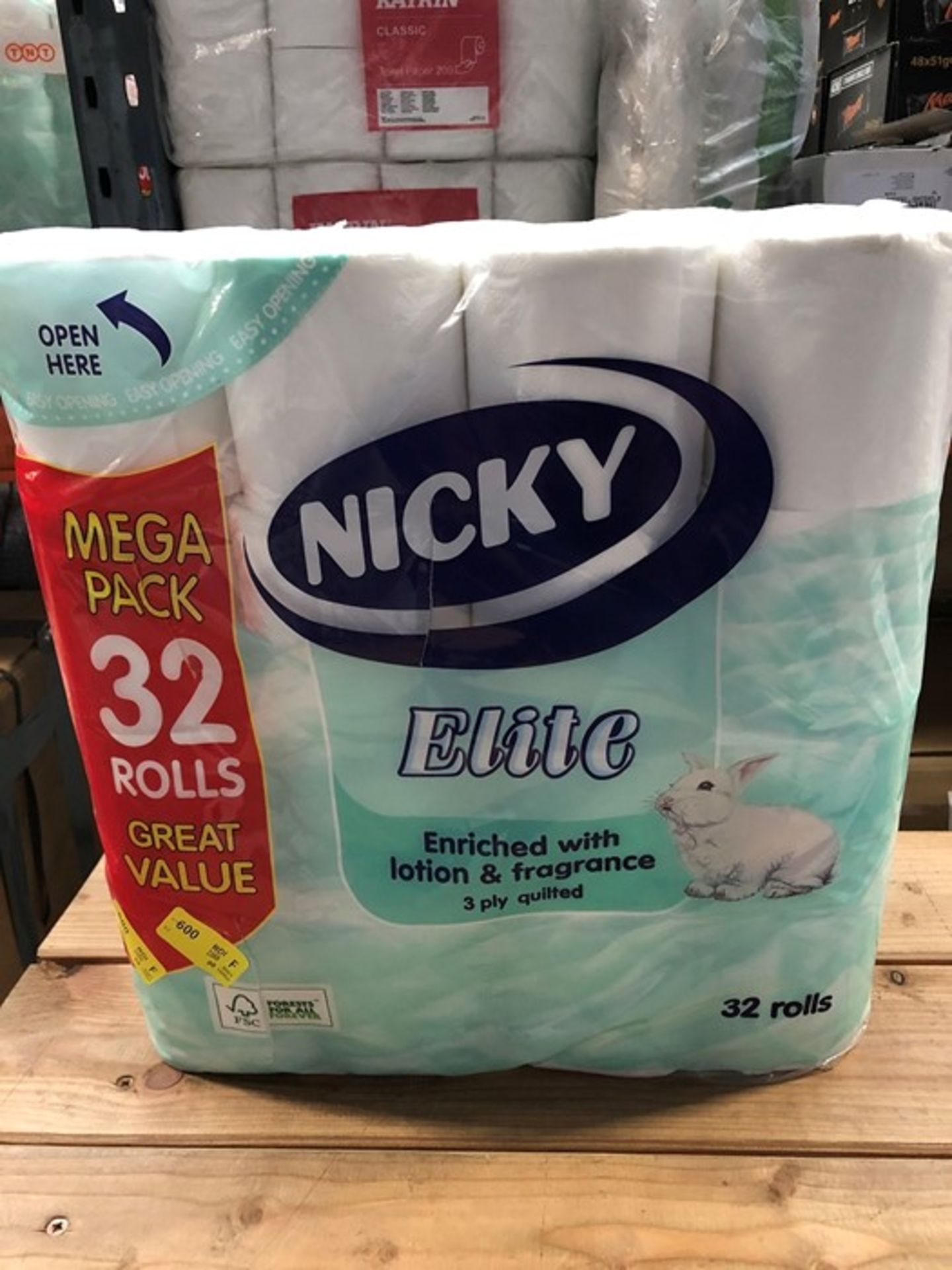 1 BAGGED SET CONTAINING 32 ROLLS OF NICKY ELITE TOILET PAPER
