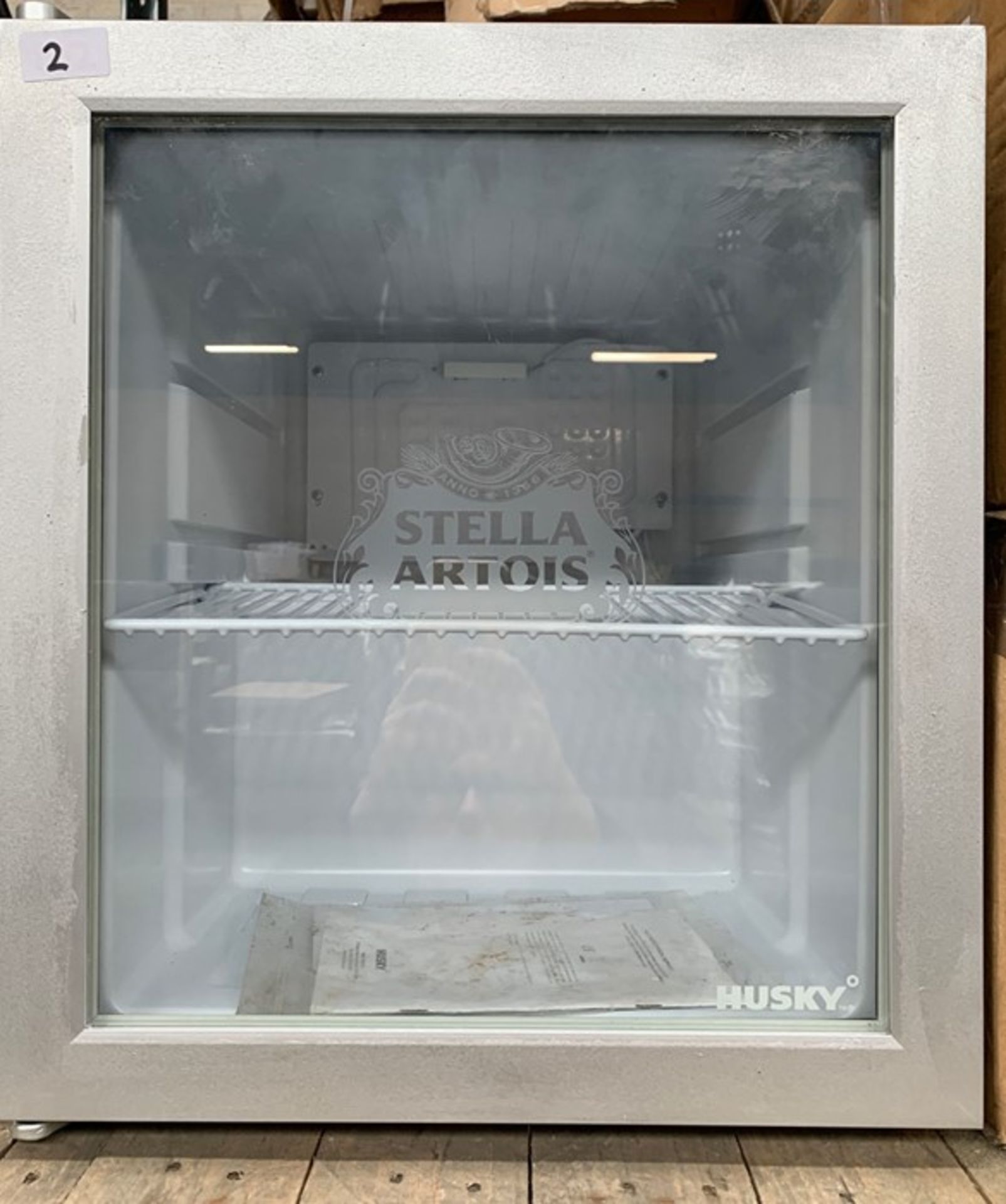 HUSKY STELLA ARTOIS MINI-FRIDGE IN SILVER