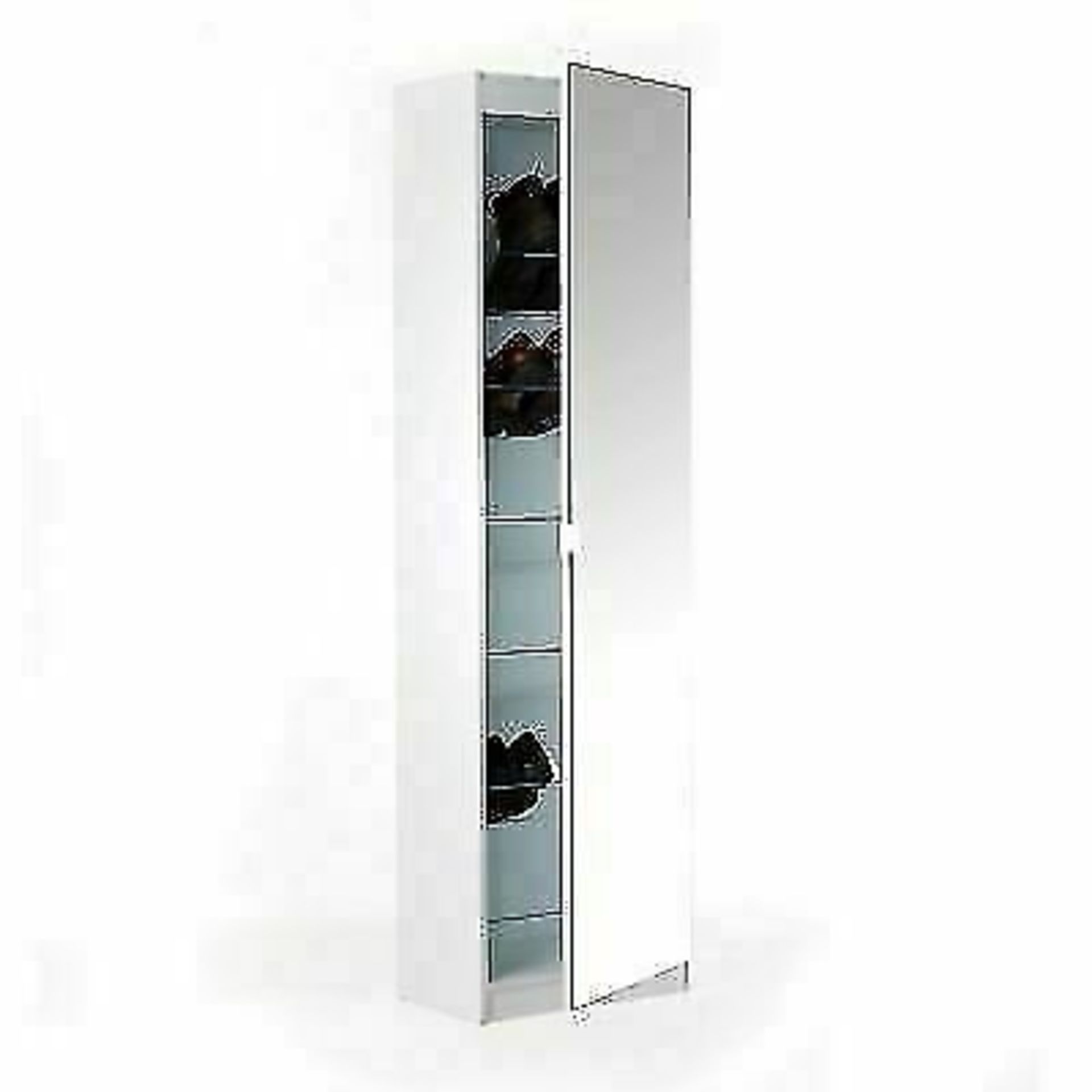 1 LOT TO CONTAIN MIRRORED 180CM SHOE CABINET IN WHITE