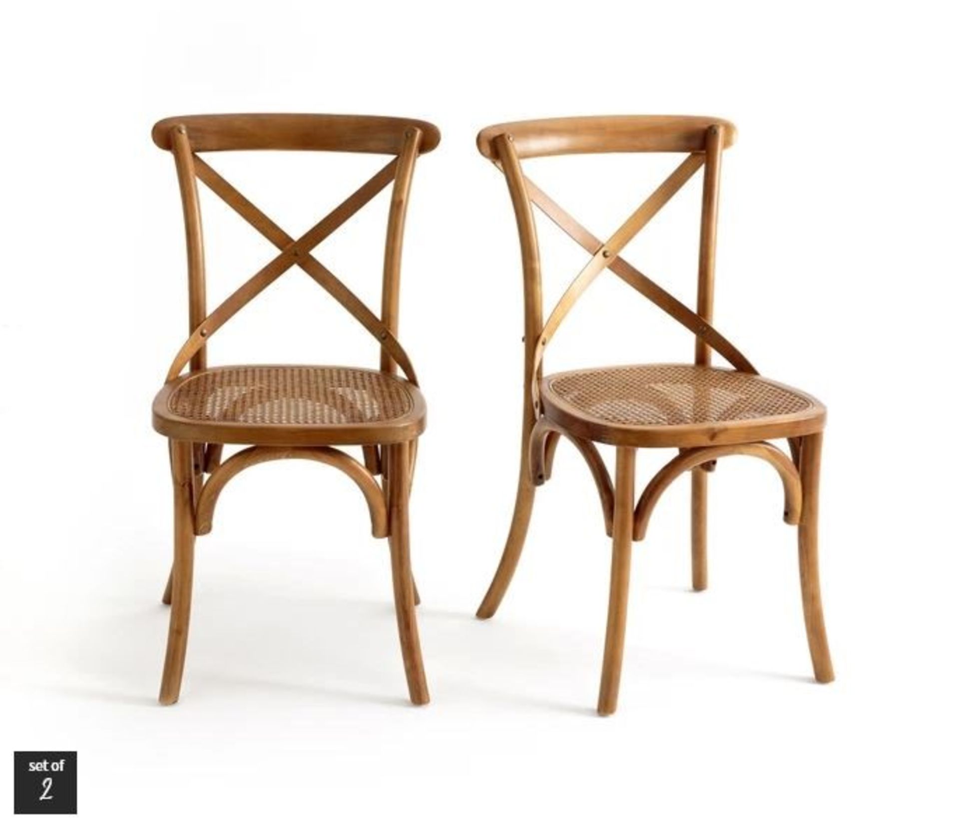 LA REDOUTE CEDAK SET OF 2 WOOD AND CANE CHAIRS