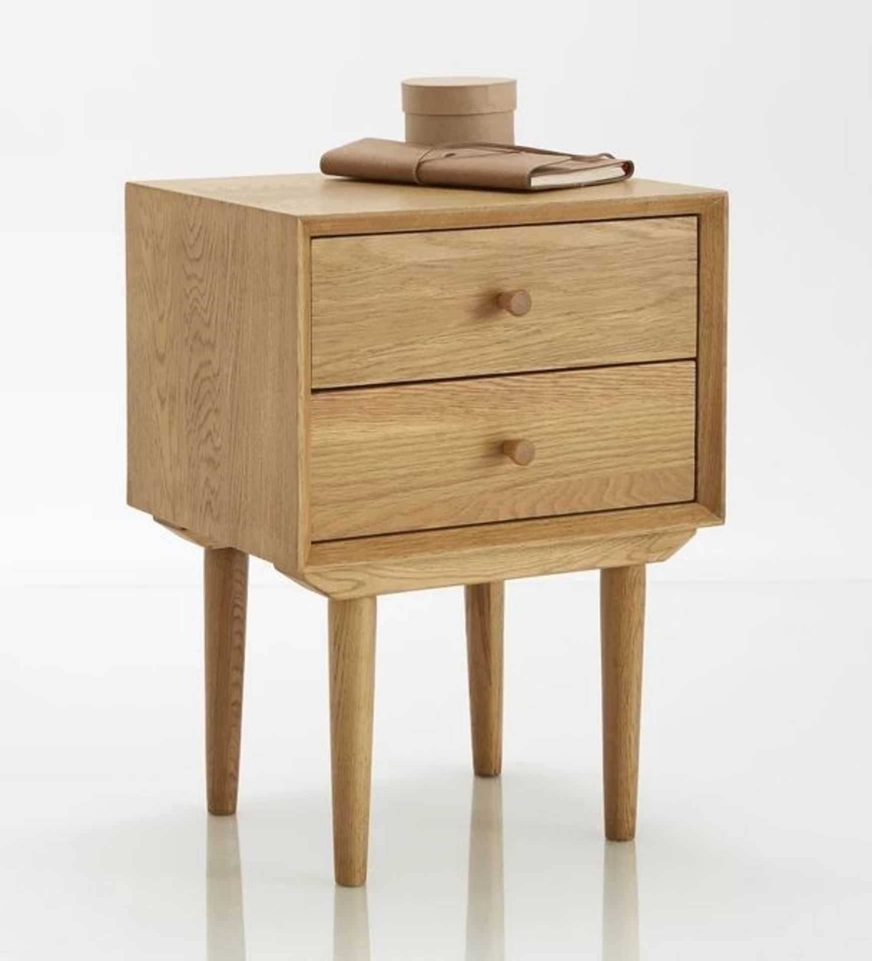 LA REDOUTE QUILDA 2 DRAWER RETRO BEDSIDE TABLE