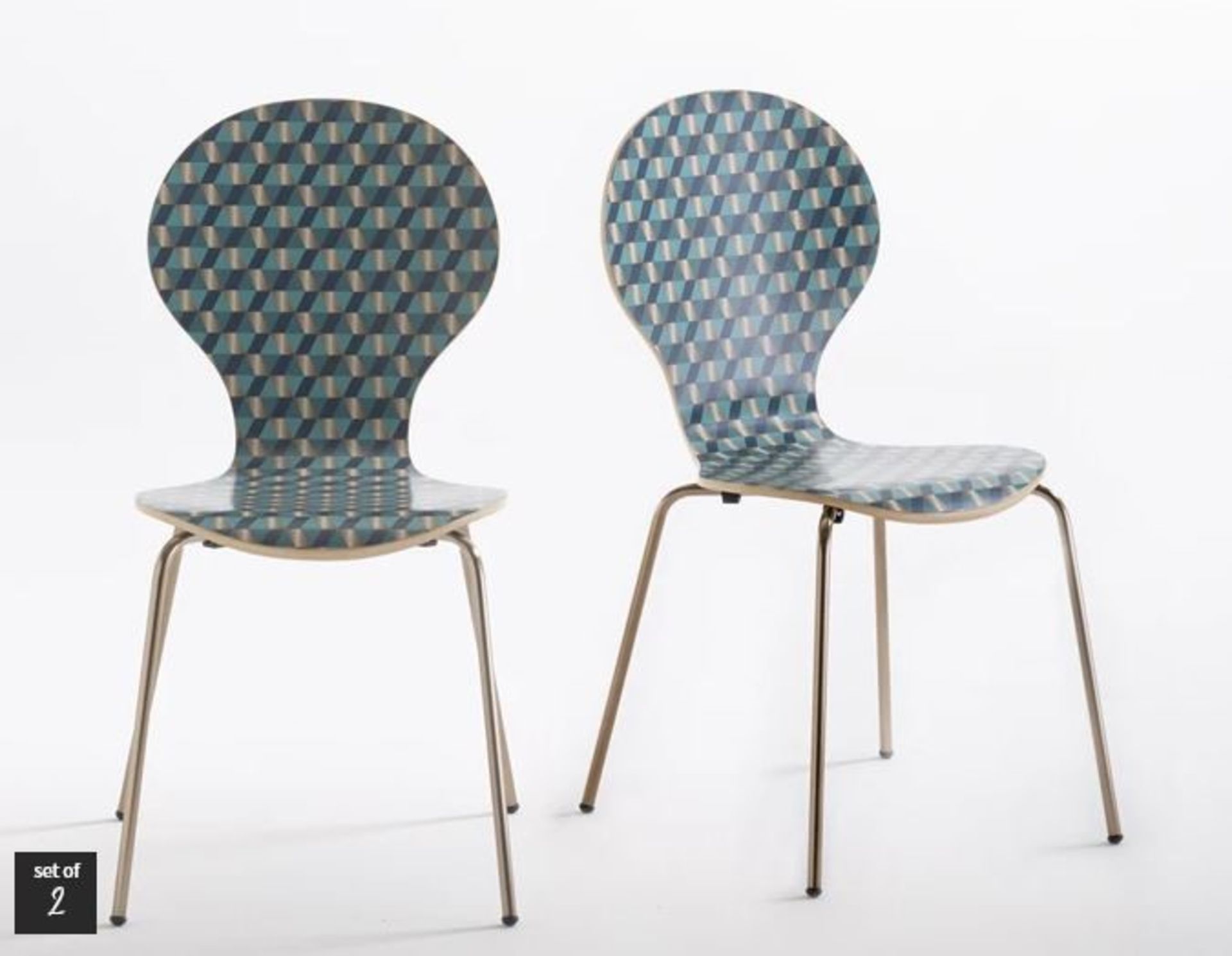LA REDOUTE WATFORD RETRO STACKABLE PRINT CHAIRS (SET OF 2)