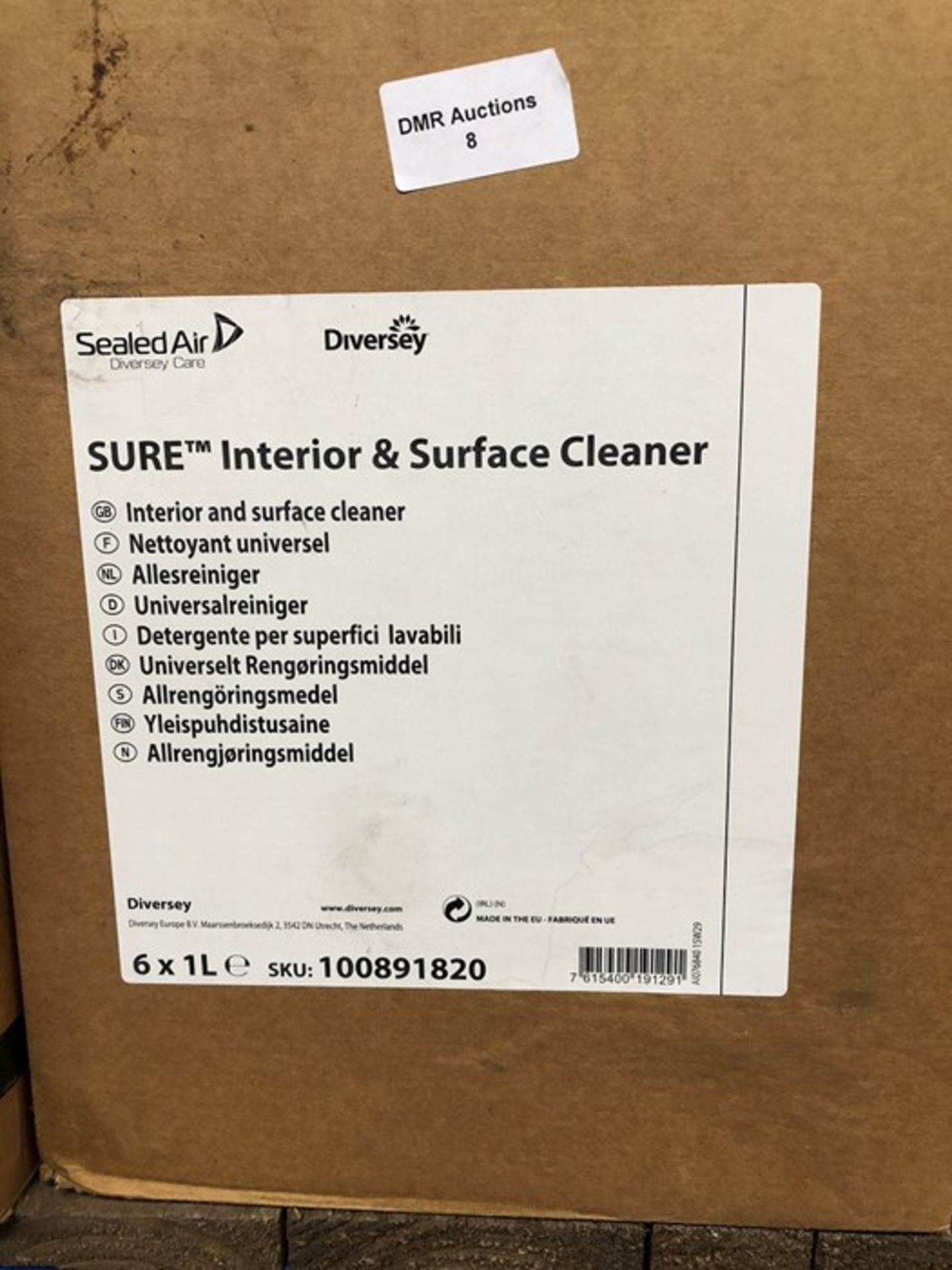 1 LOT TO CONTAIN 4 BOXES OF SURE INTERIOR & SURFACE CLEANER - EACH BOX CONTAINS 6 X 1L BOTTLES