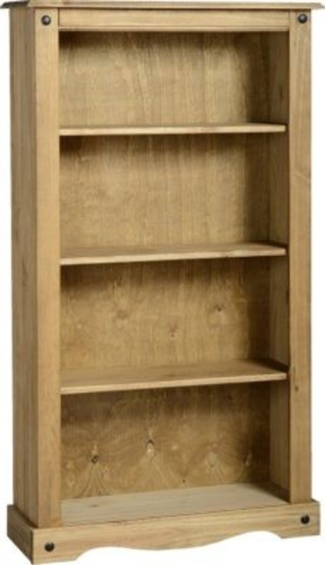 1 LOT TO CONTAIN CORONA MEDIUM BOOKCASE IN DISTRESSED WAXED PINE - BOXED