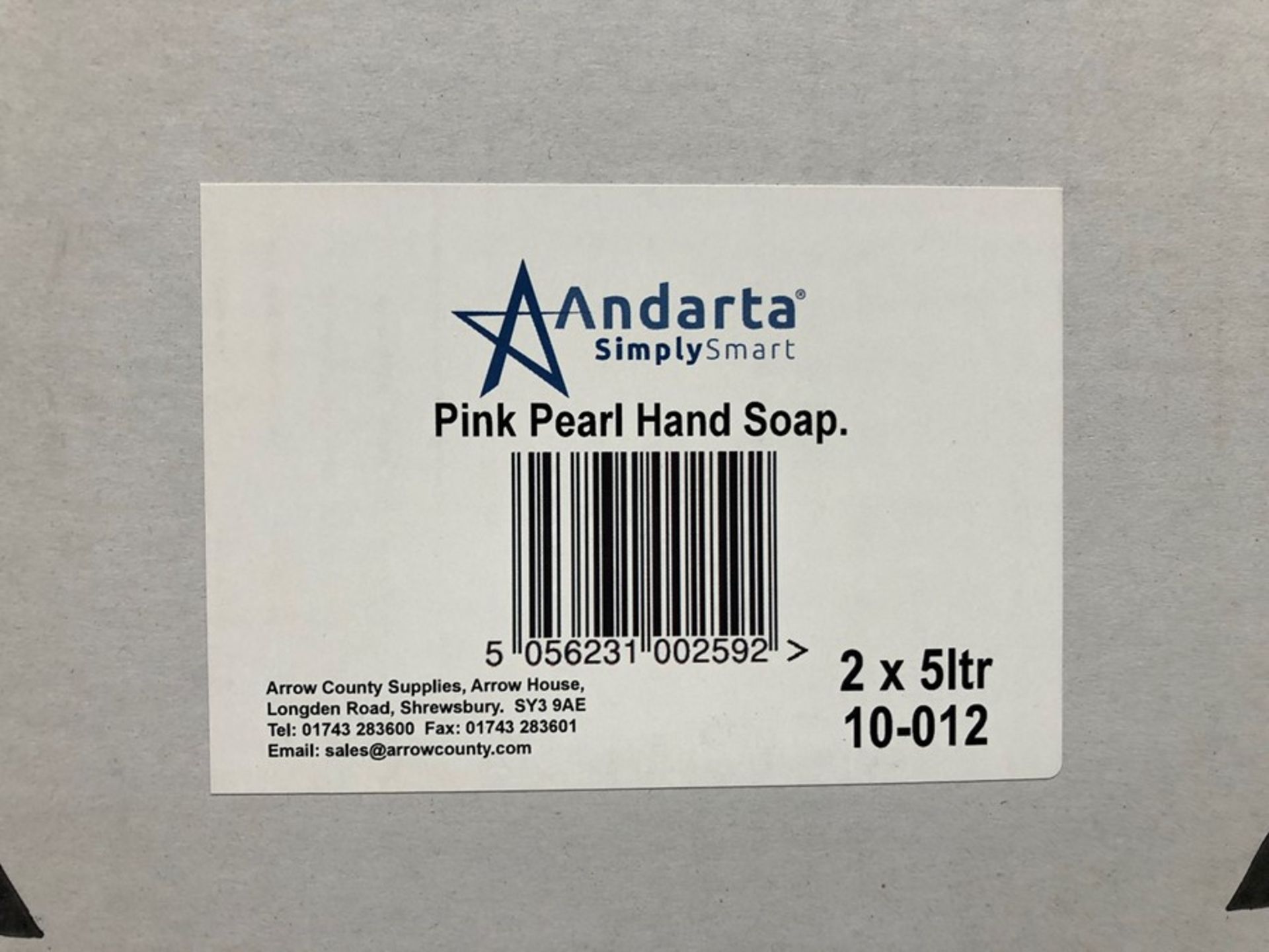 1 LOT TO CONTAIN 4 BOXES OF ANDARTA PINK PEARL HAND SOAP - EACH BOX 2 X 5L BOTTLES