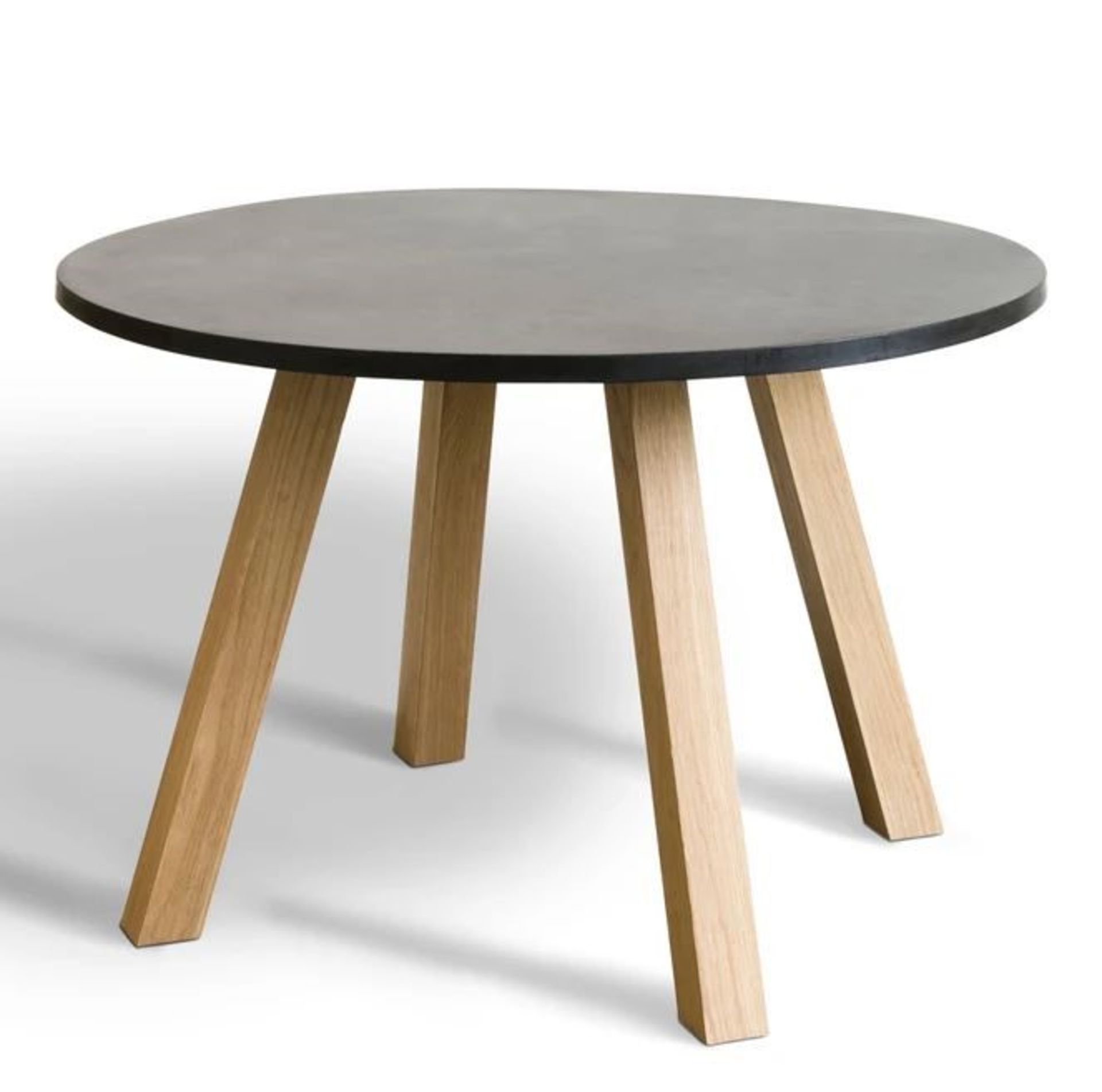 LA REDOUTE JACOB CONTEMPORARY ROUND OAK & RESIN TABLE WITH REVERSIBLE BASE (SEATS 6)