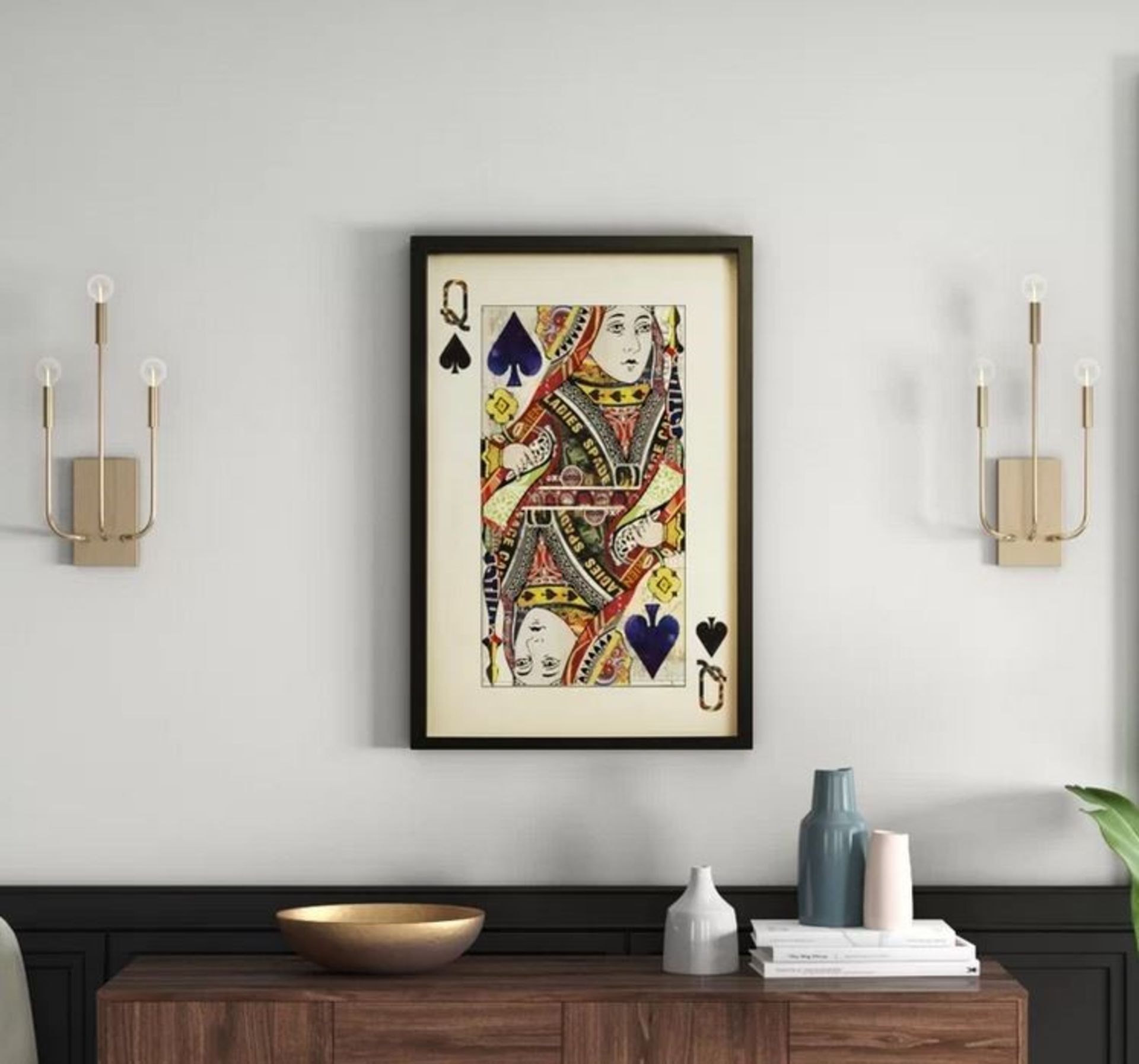 HOUSE ADDITIONS 3D COLLAGE QUEEN CARD' FRAMED GRAPHIC ART PRINT
