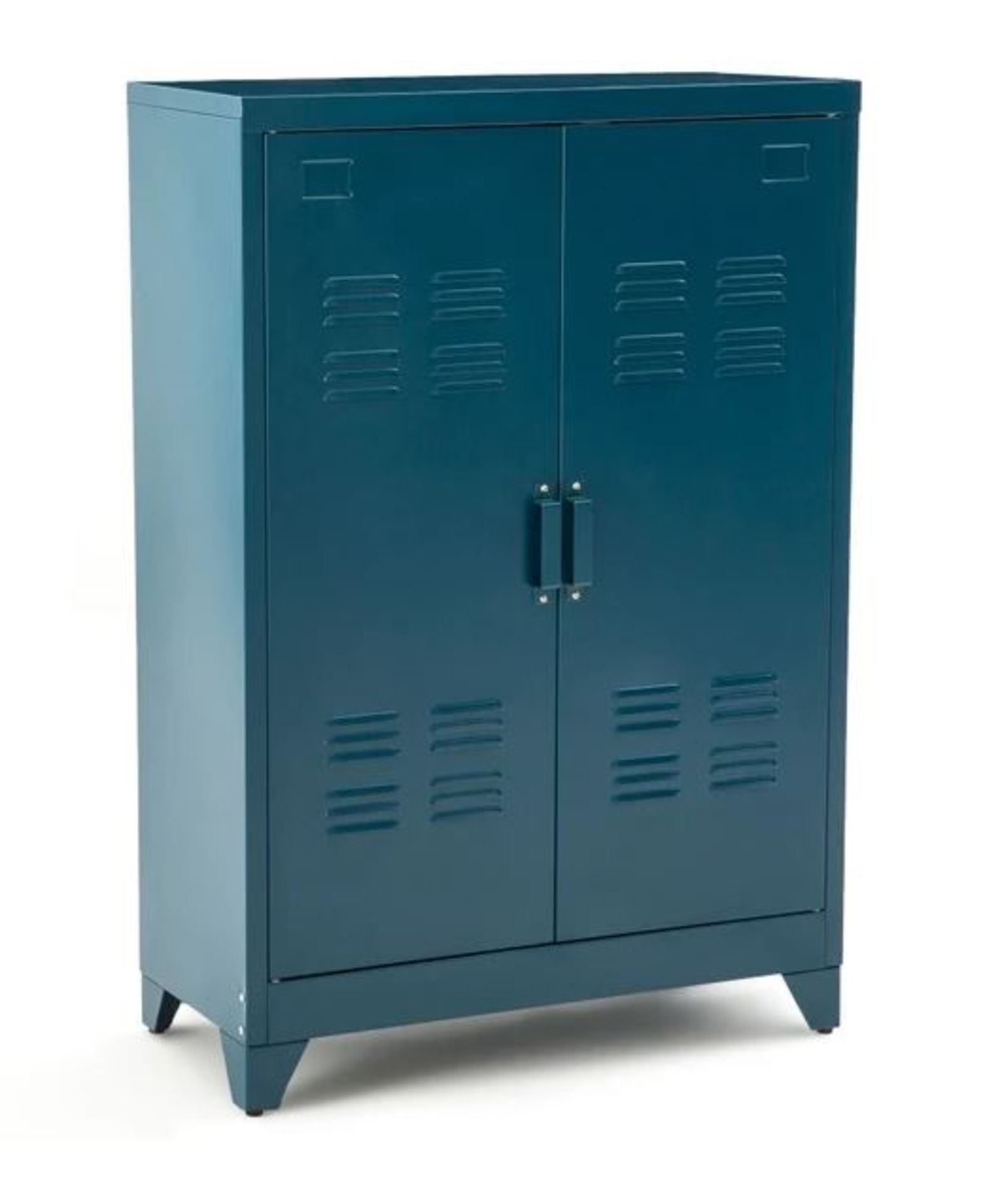 LA REDOUTE HIBA LOW METAL CABINET WITH TWO DOORS - PRUSSIAN BLUE