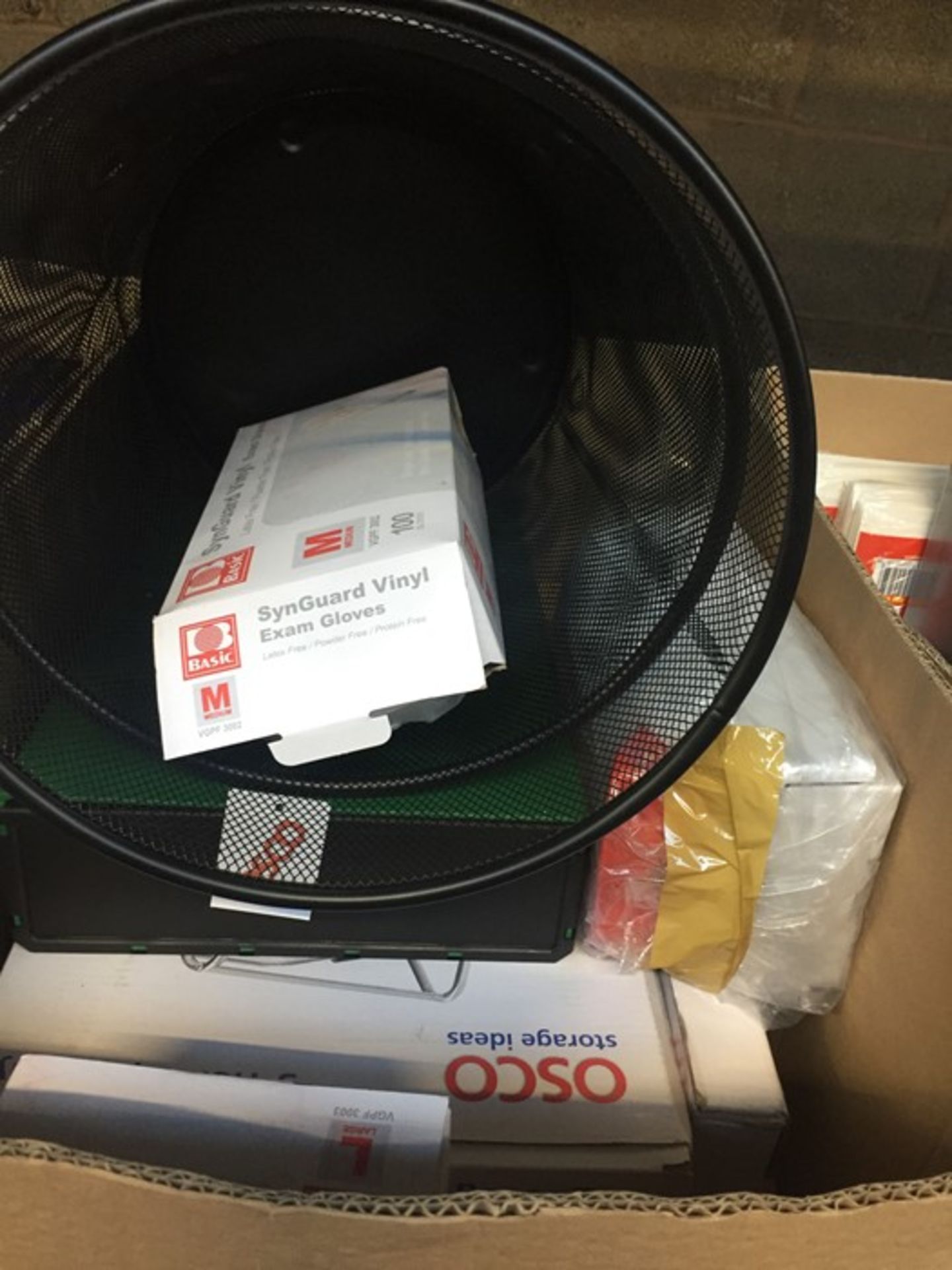 1 LOT TO CONTAIN BOX FILES , 1 X PLASTIC STRAPPING SEALER , 1 X METAL MESH BIN BLACK AND EXAMINATION