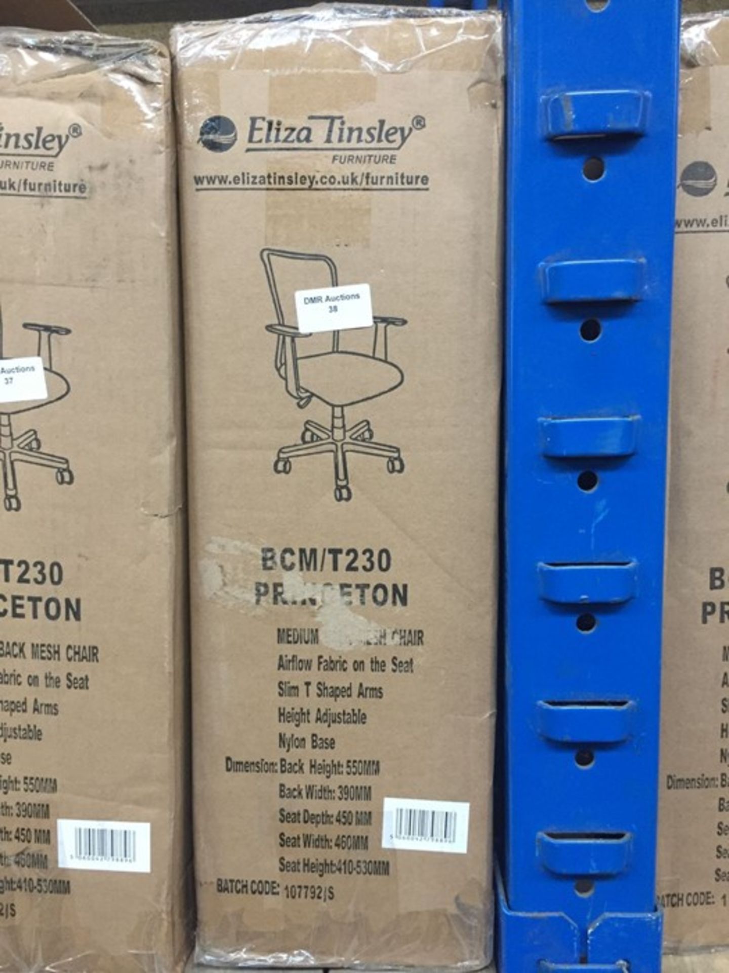 1 LOT TO CONTAIN BCM / T230 ELIZA DINSLEY MEDIUM BACK MESH CHAIR IN BLACK - BOXED