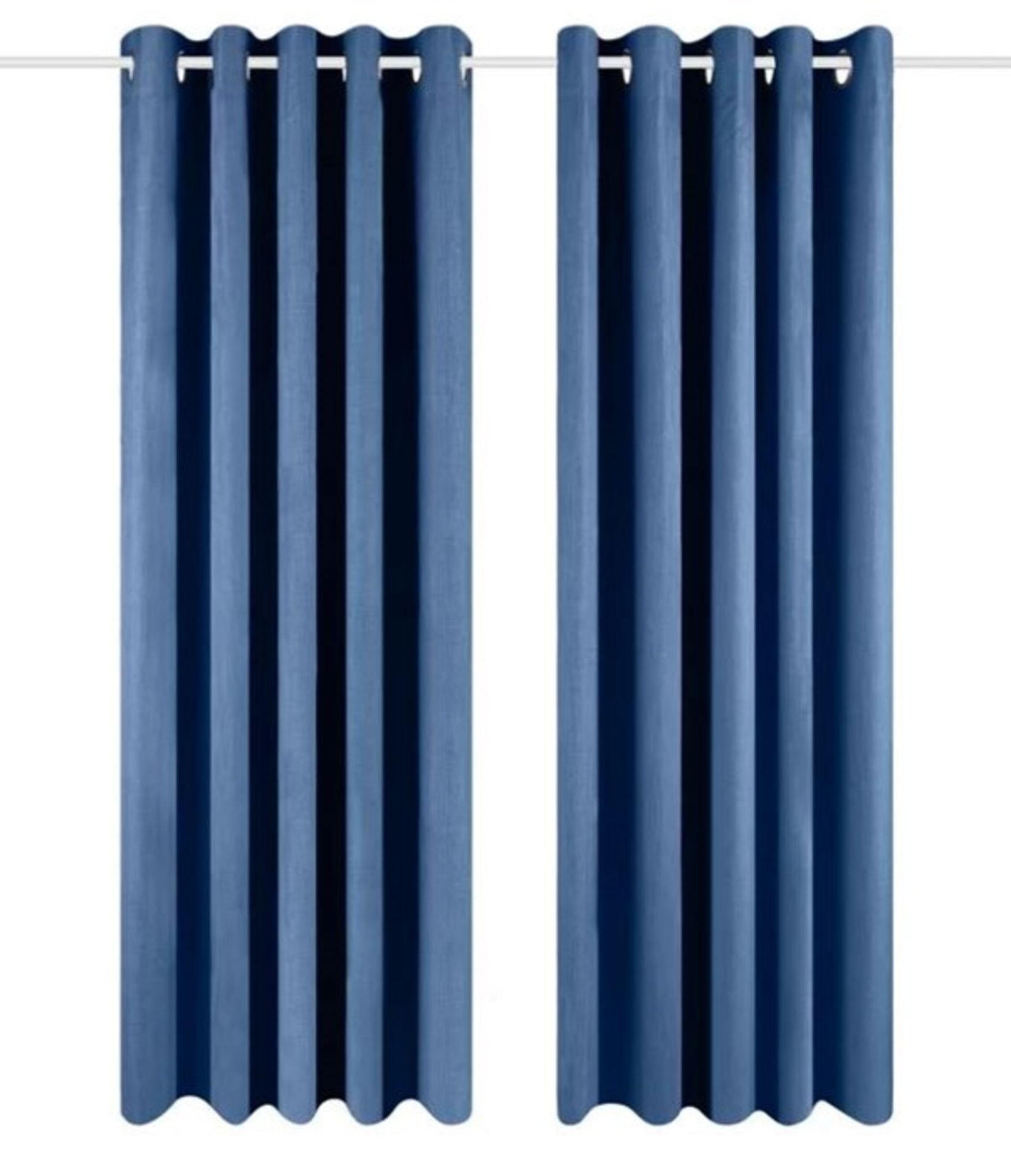 WAYFAIR BASICS ECLIPSE EYELET BLACKOUT THERMAL CURTAINS IN DENIM BLUE / SIZE: 168 X 229CM