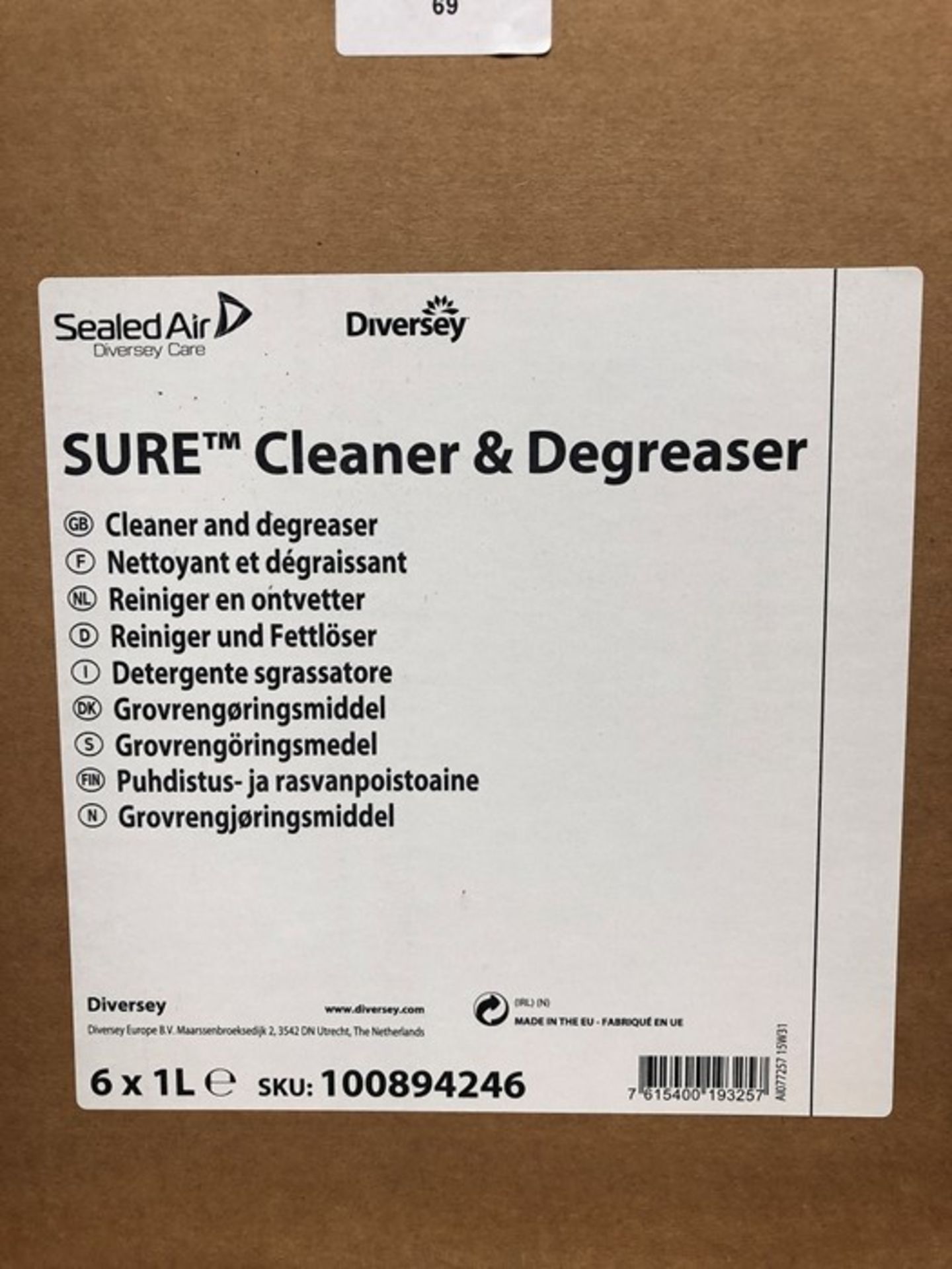 1 LOT TO CONTAIN 3 BOXES OF SURE CLEANER & DEGREASER 6 X 1L PER BOTTLE