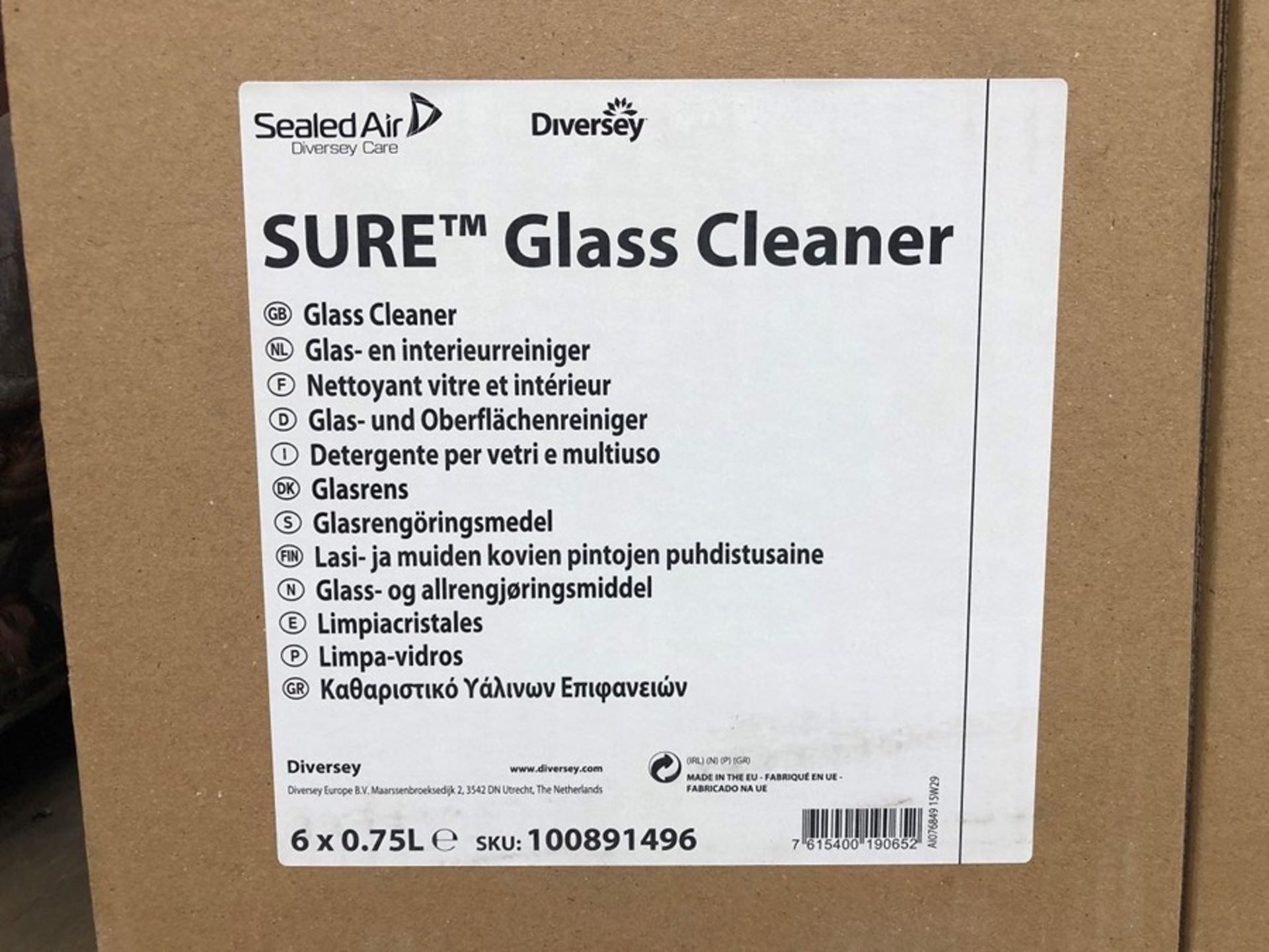 1 LOT TO CONTAIN 3 BOXES OF SURE GLASS CLEANER 6 X 0.75L PER BOX