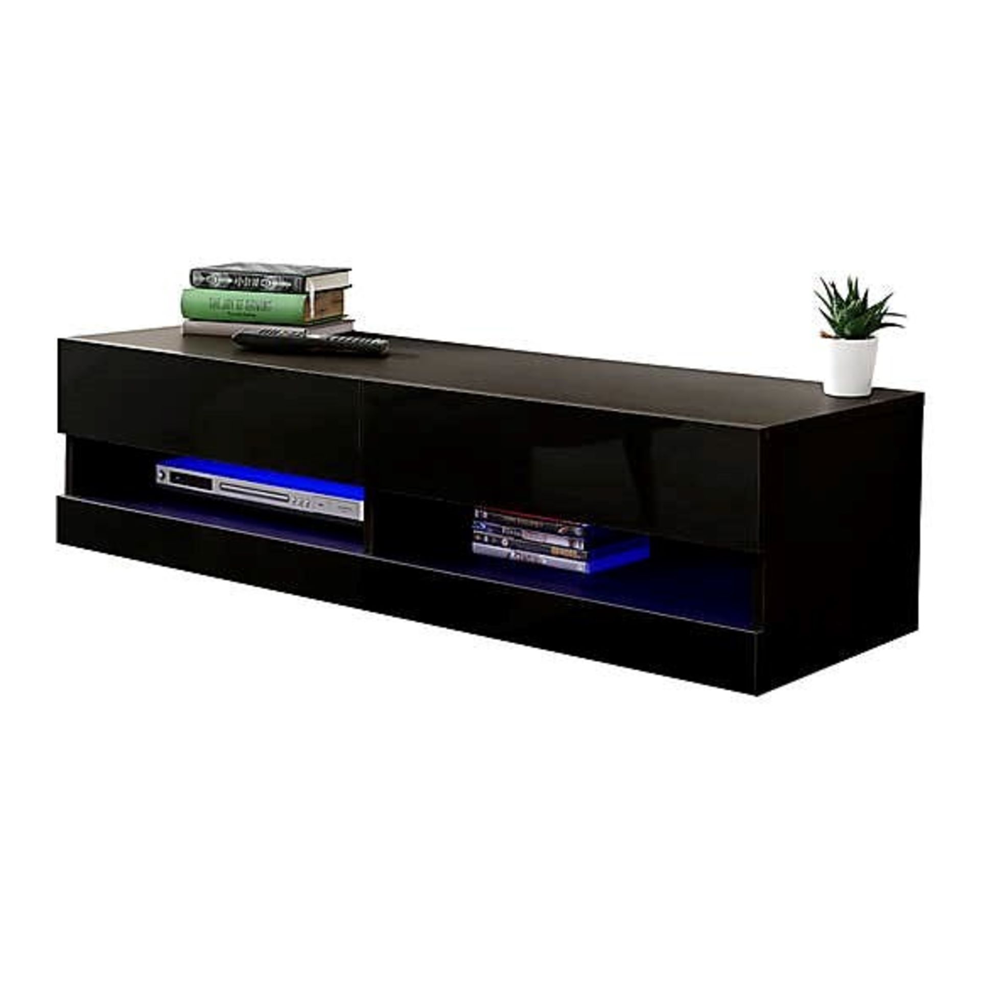 1 LOT TO CONTAIN GALICIA 120CM WALL TV UNIT WITH LED IN BLACK - IN 1 BOX