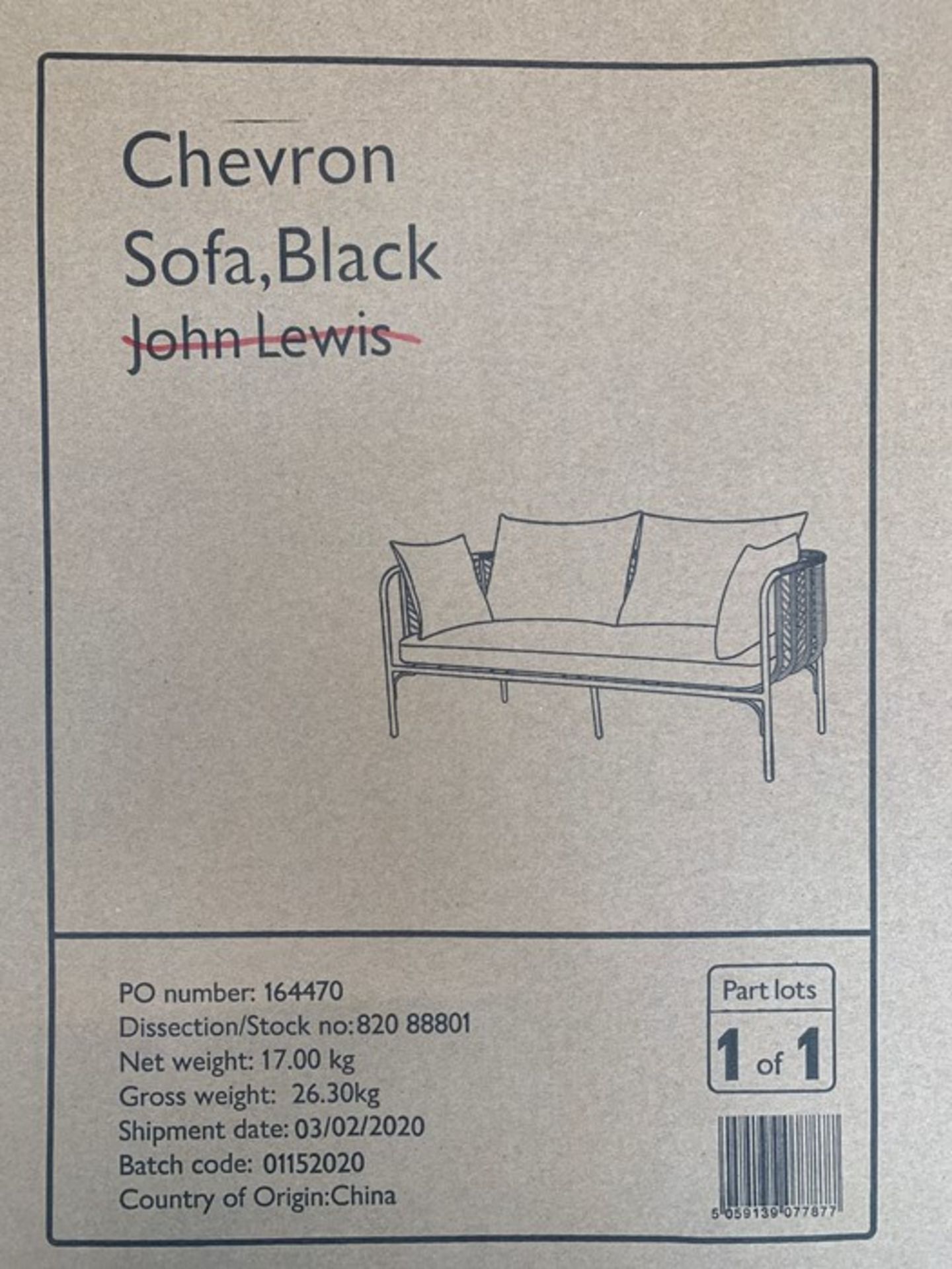 JOHN LEWIS CHEVRON 2-SEAT GARDEN SOFA - Image 2 of 4