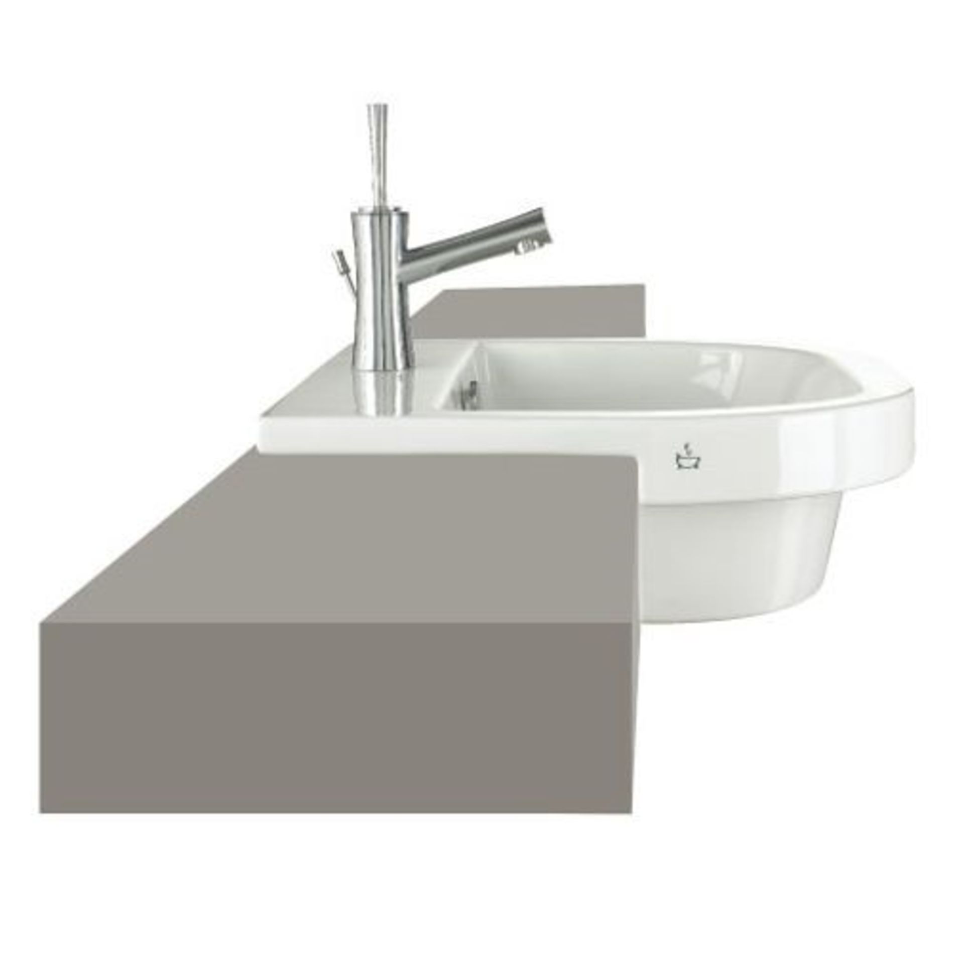 BATHSTORE 560 X 470MM EURO MONO SEMI RECESSED BASIN WITH FITTING TEMPLATE RRP £275 - Image 2 of 2