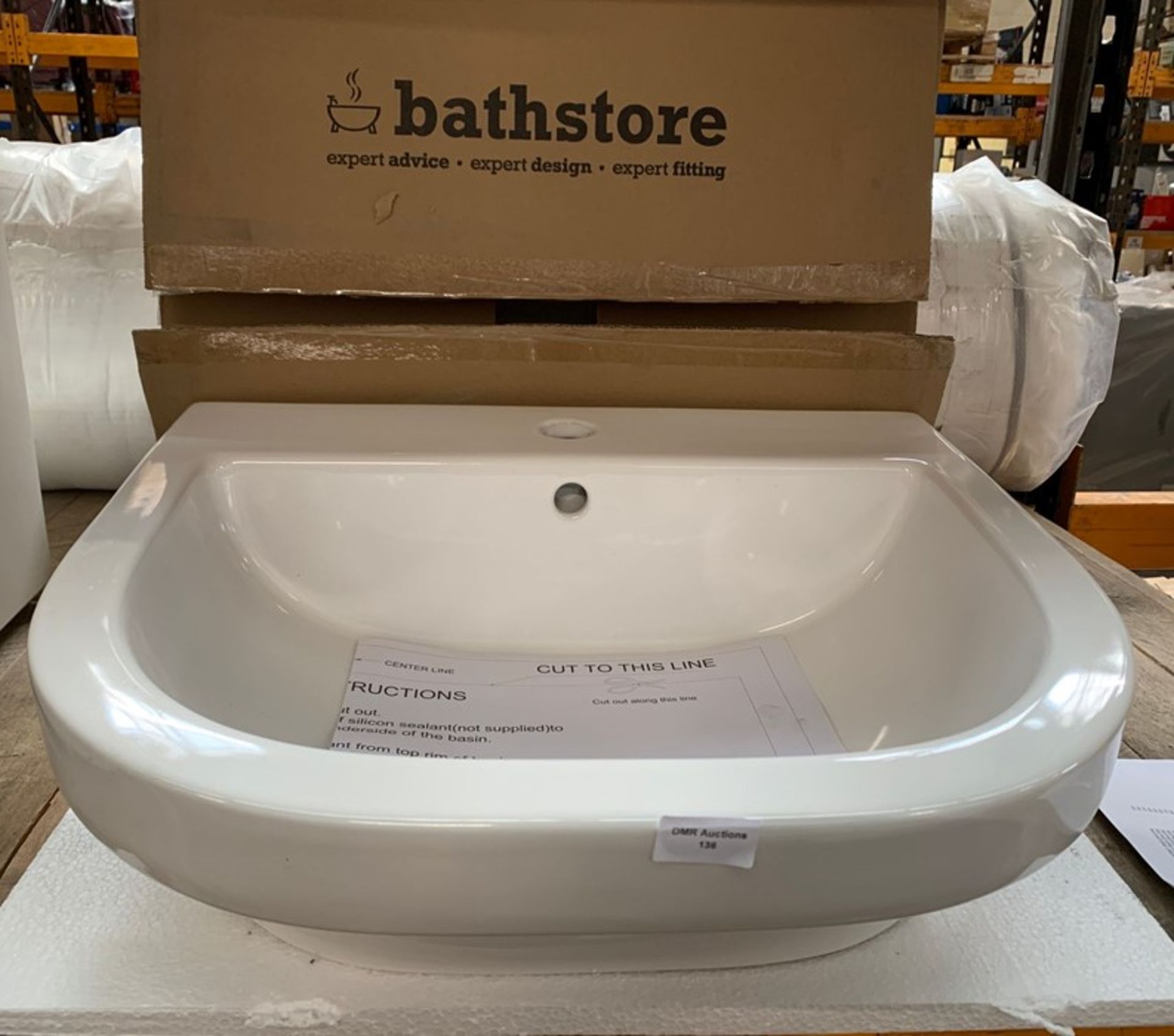 BATHSTORE 560 X 470MM EURO MONO SEMI RECESSED BASIN WITH FITTING TEMPLATE RRP £275