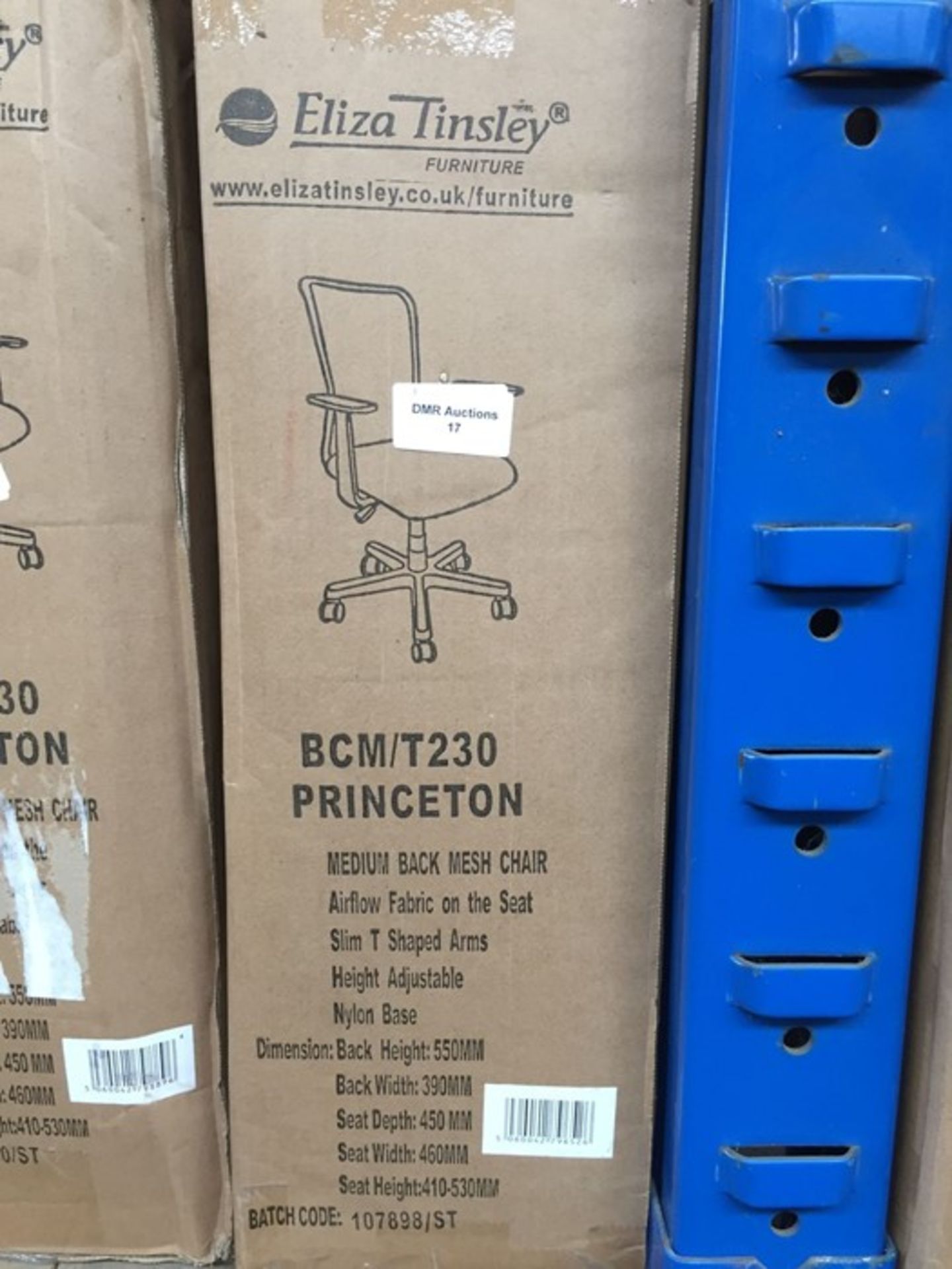 1 LOT TO CONTAIN 1 X ELIZA TINSLEY BCM/T230 PRINCETON MEDIUM BACK MESH CHAIR IN BLACK - BOXED - Image 2 of 2