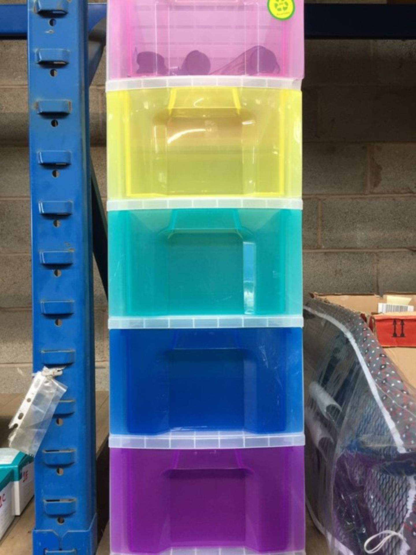 1 LOT TO CONTAIN 5 X 12 L RAINBOW DRAWERS IN PLASTIC