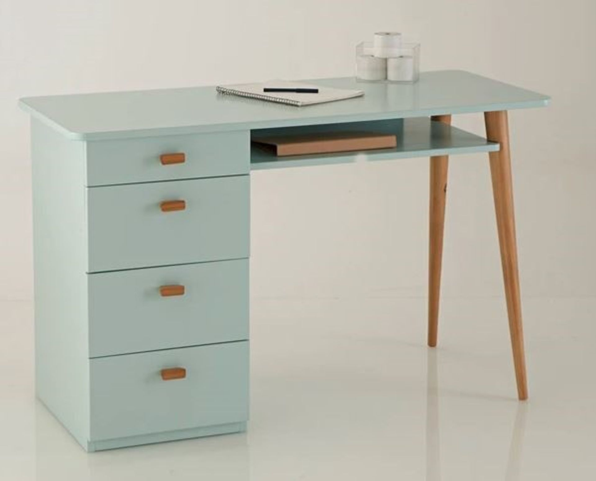 LA REDOUTE JIMI 4 DRAWER PINE DESK - BLUE