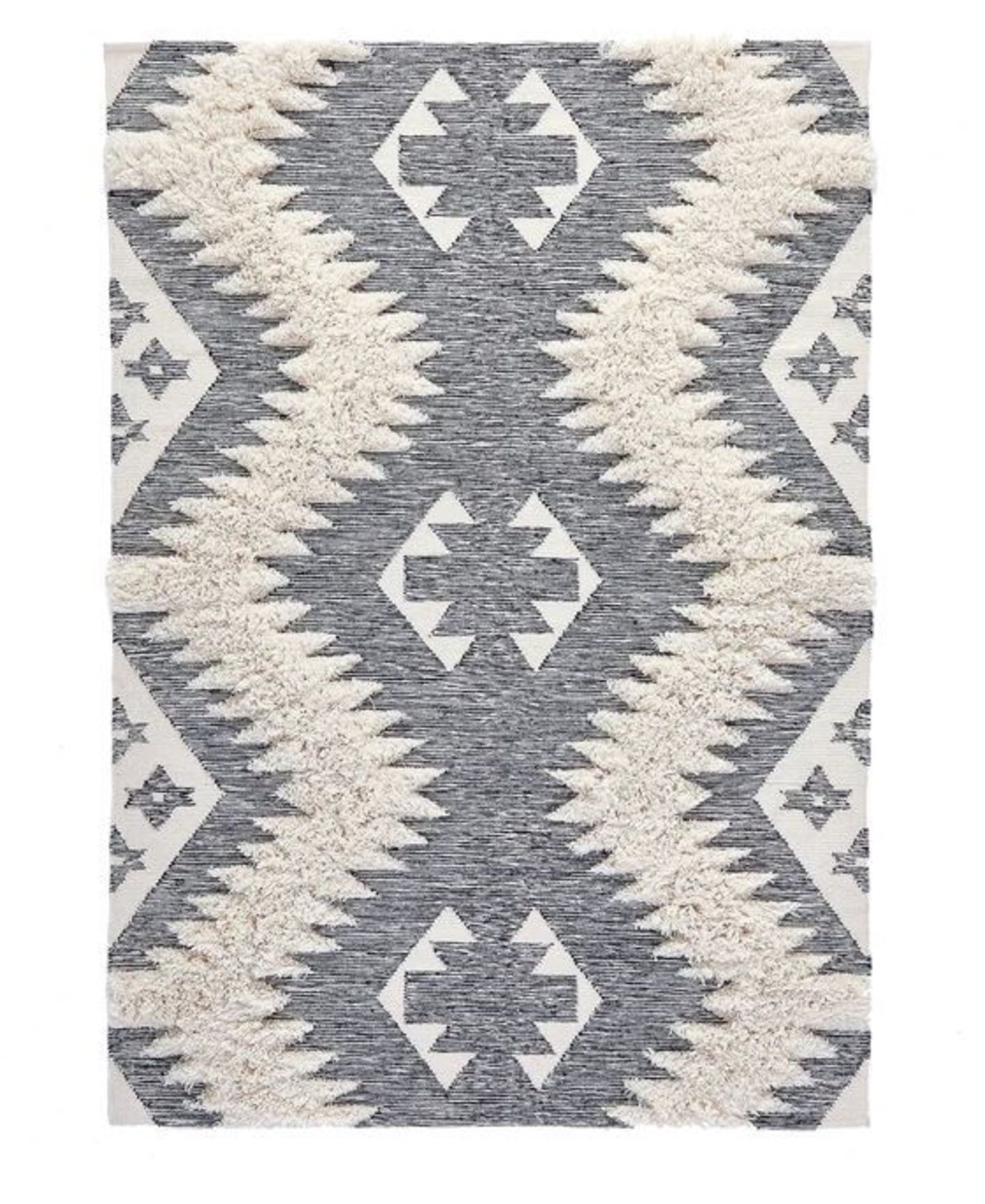 LA REDOUTE KOWALSKA HAND-CRAFTED BERBER-STYLE RUG - ECRU/BLACK / SIZE: 160 X 230CM