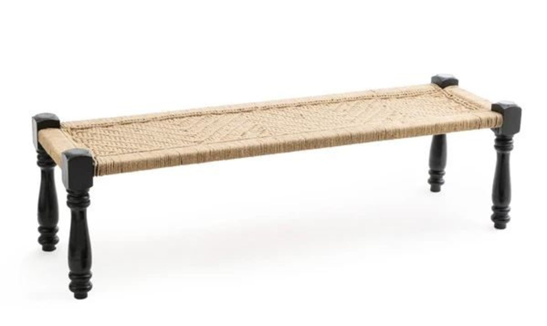 LA REDOUTE ADAS INDIAN STYLE BENCH IN MANGO WOOD & ROPE