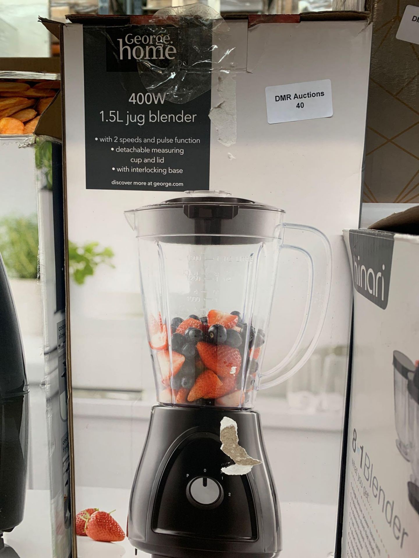 1 LOT TO CONTAIN 1 1.5 L 400W JUG BLENDER (THIS ITEM IS AN UNTESTED CUSTOMER RETURN. PUBLIC