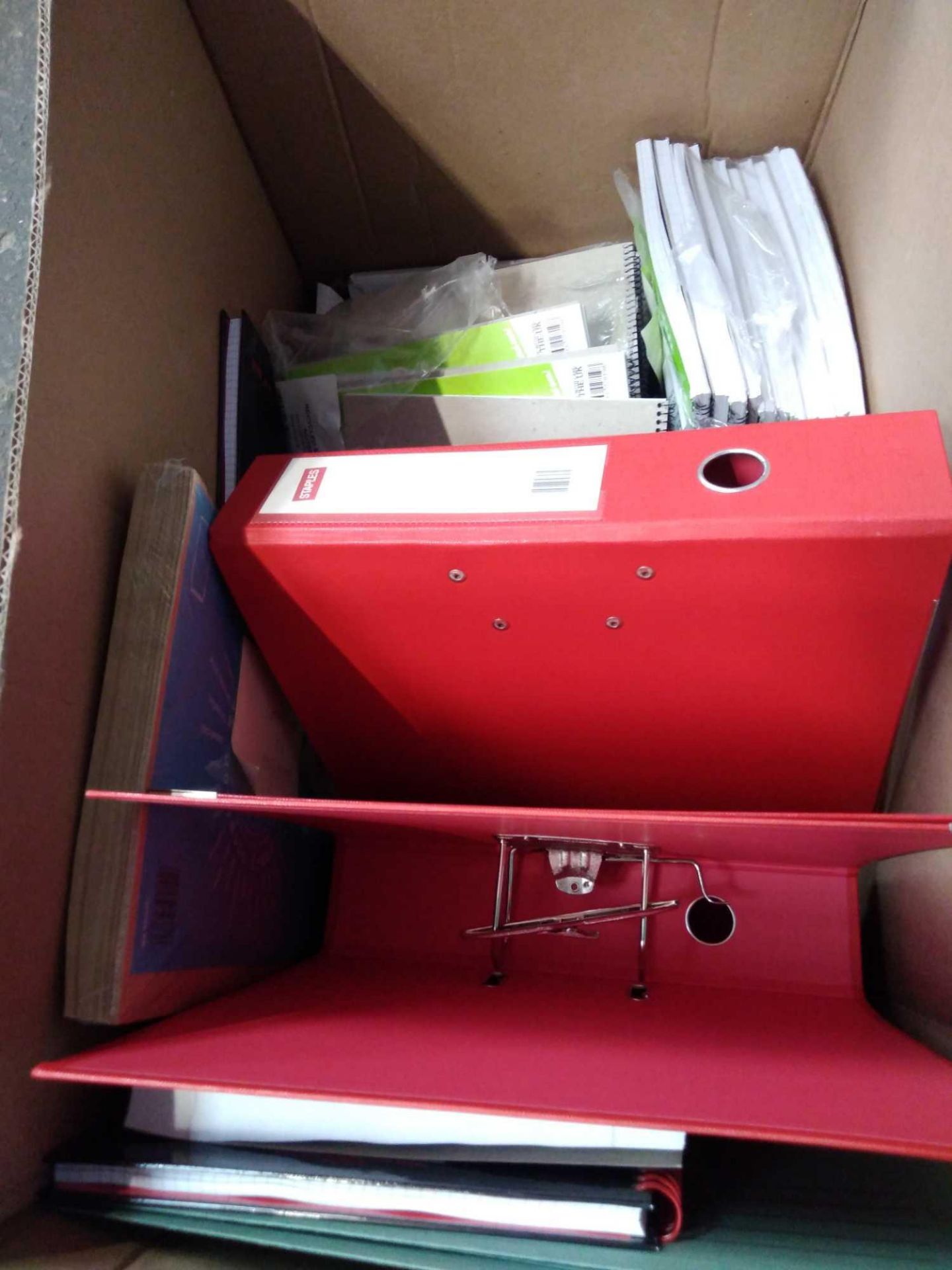 1 LOT TO CONTAIN ASSORTED ITEMS TO INCLUDE FILES, BINDERS NOTEPADS AND OTHER ITEMS. - Image 2 of 2